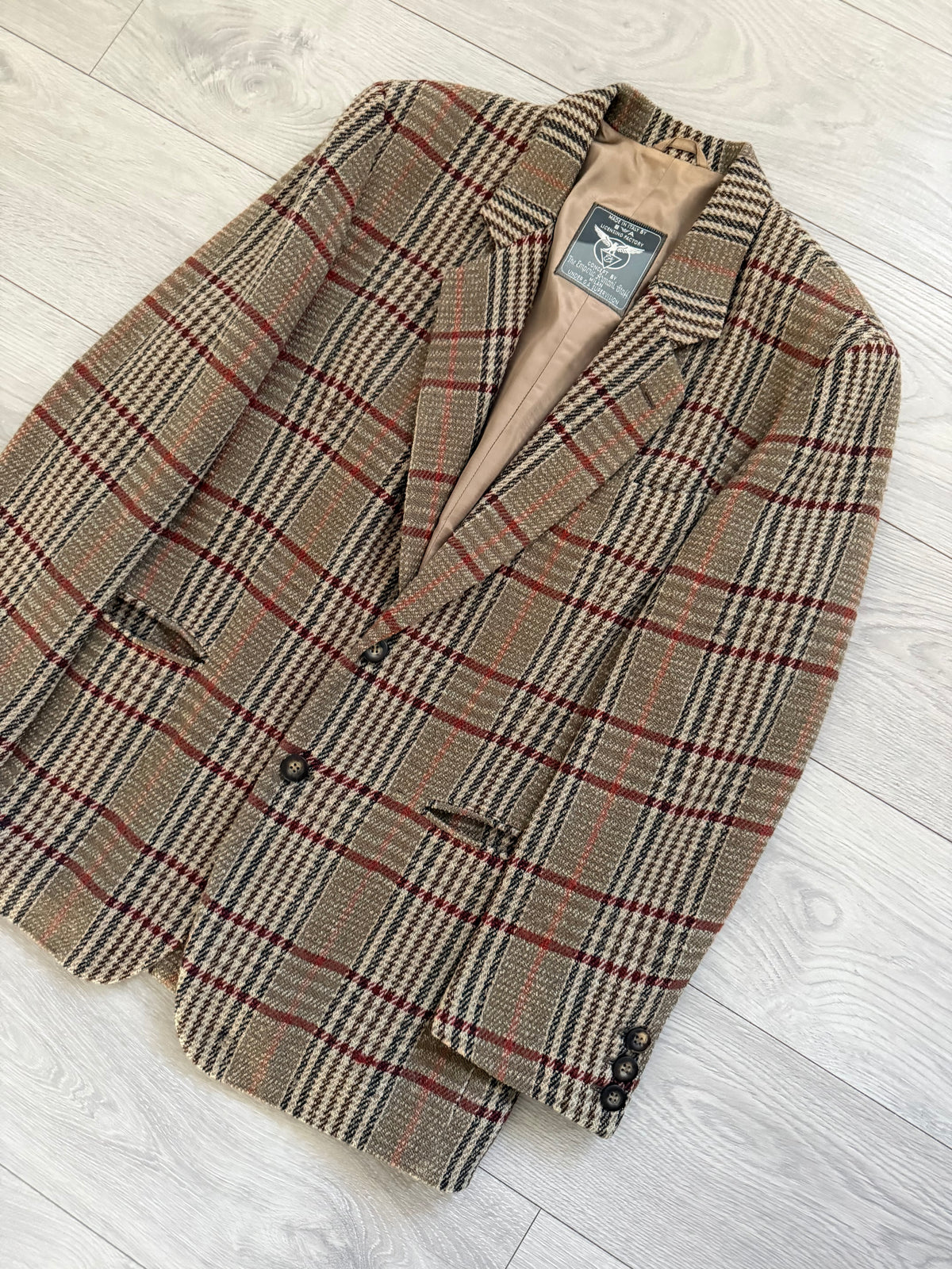 Emporio Armani 1990s 2B Check Wool Cotton Textured Sport Jacket Blazer - Size M