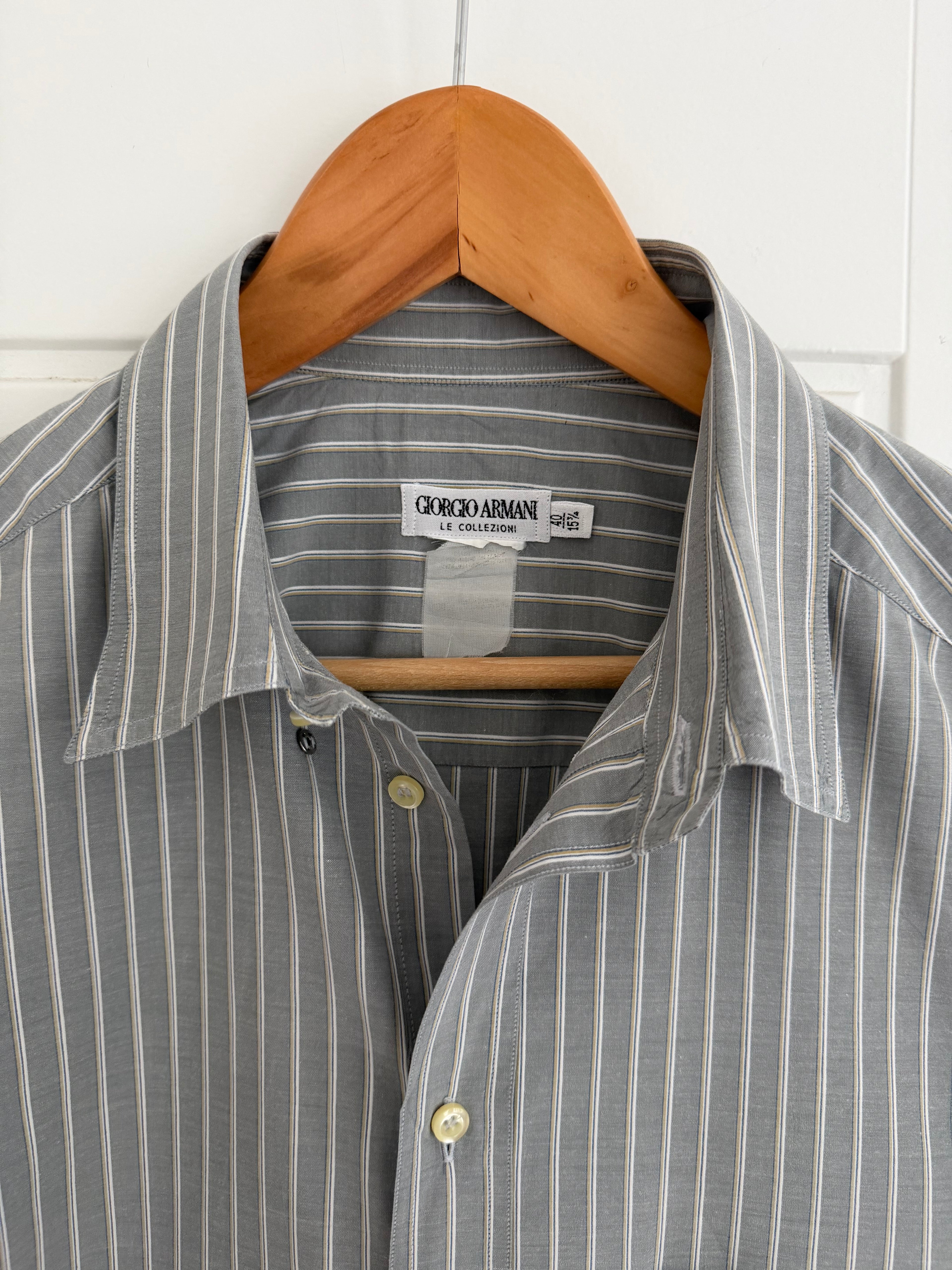 Giorgio Armani 1980s Multi Stripe Grey Cotton Shirt - Size M