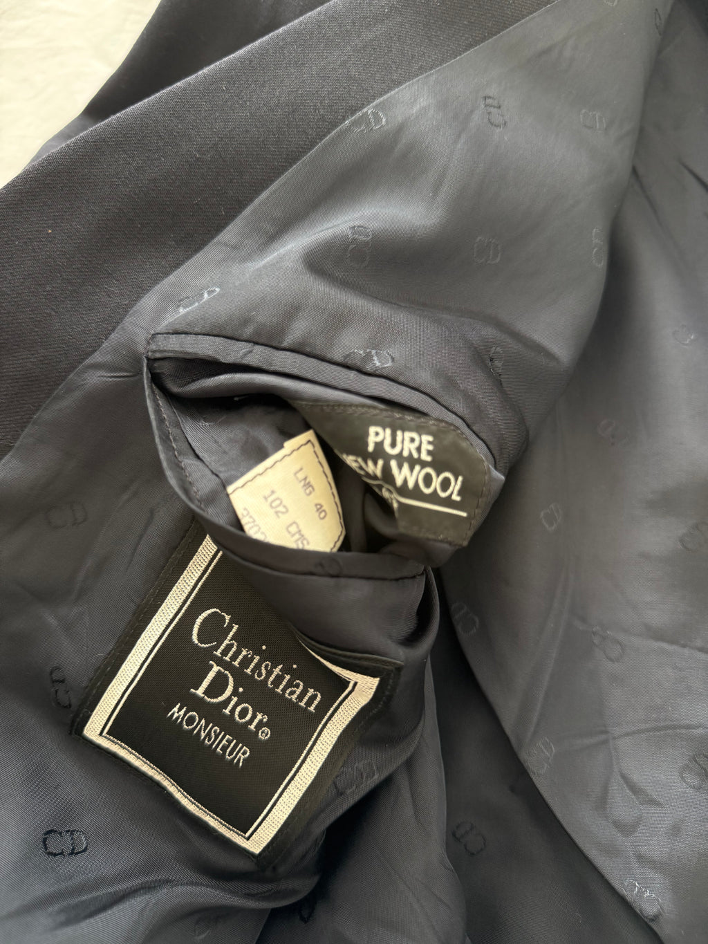 Christian Dior 1980s Metal Button Double Breasted Wool Sport Jacket Blazer Navy Blue - Size M