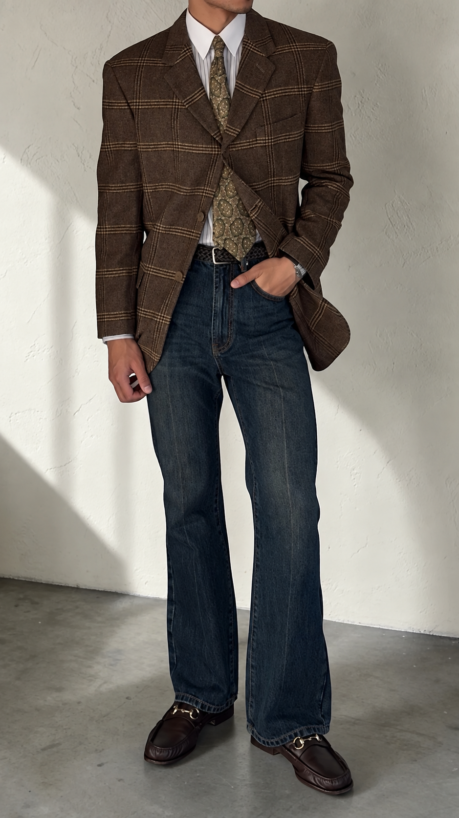 Emporio Armani 1990s 3B Check Wool Sport Jacket Blazer - Size M