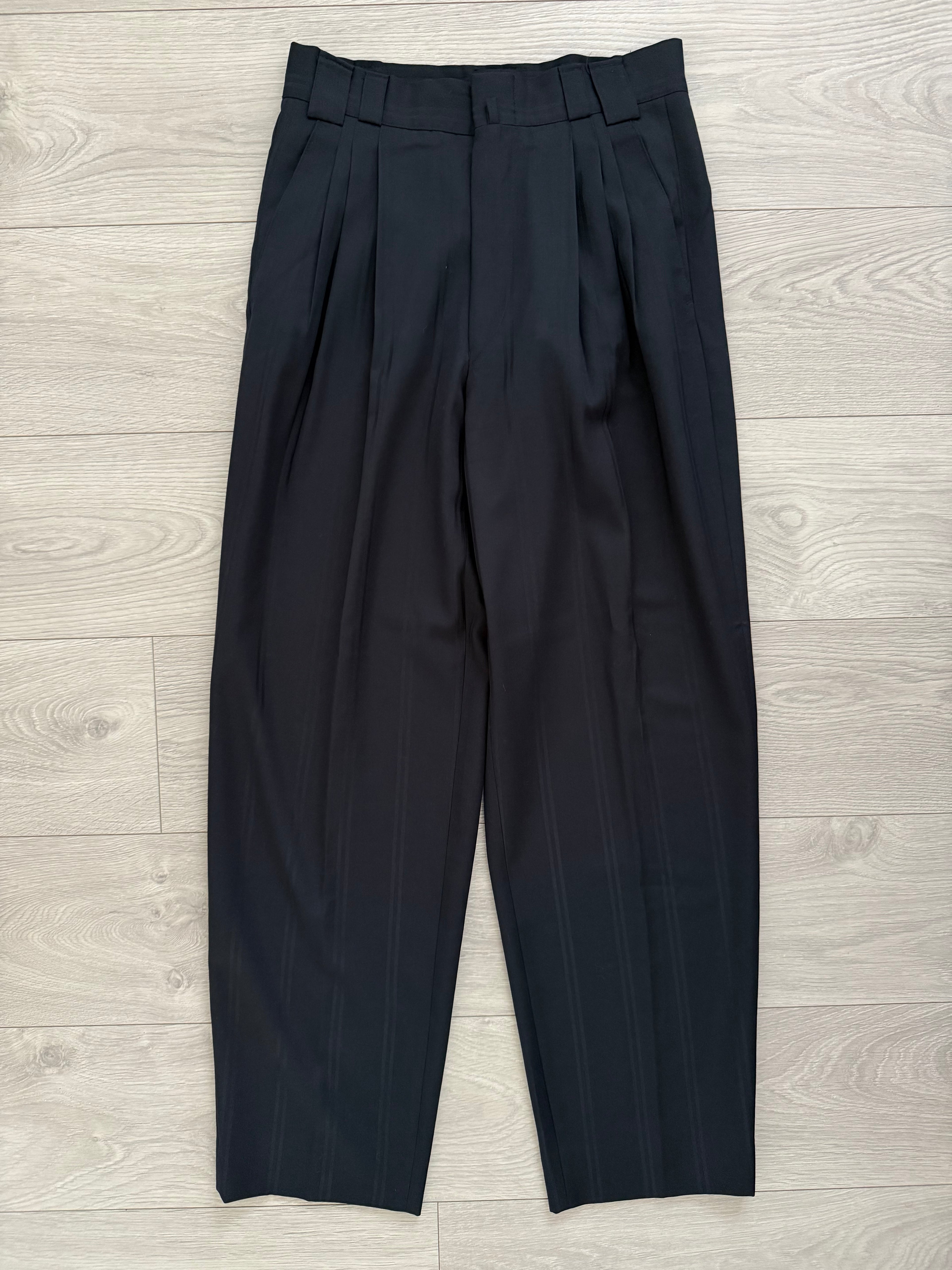Versace 1980s Shawl Lapel Double Breasted Pleated Wool Striped Suit - Size M Jacket / 30" Waist