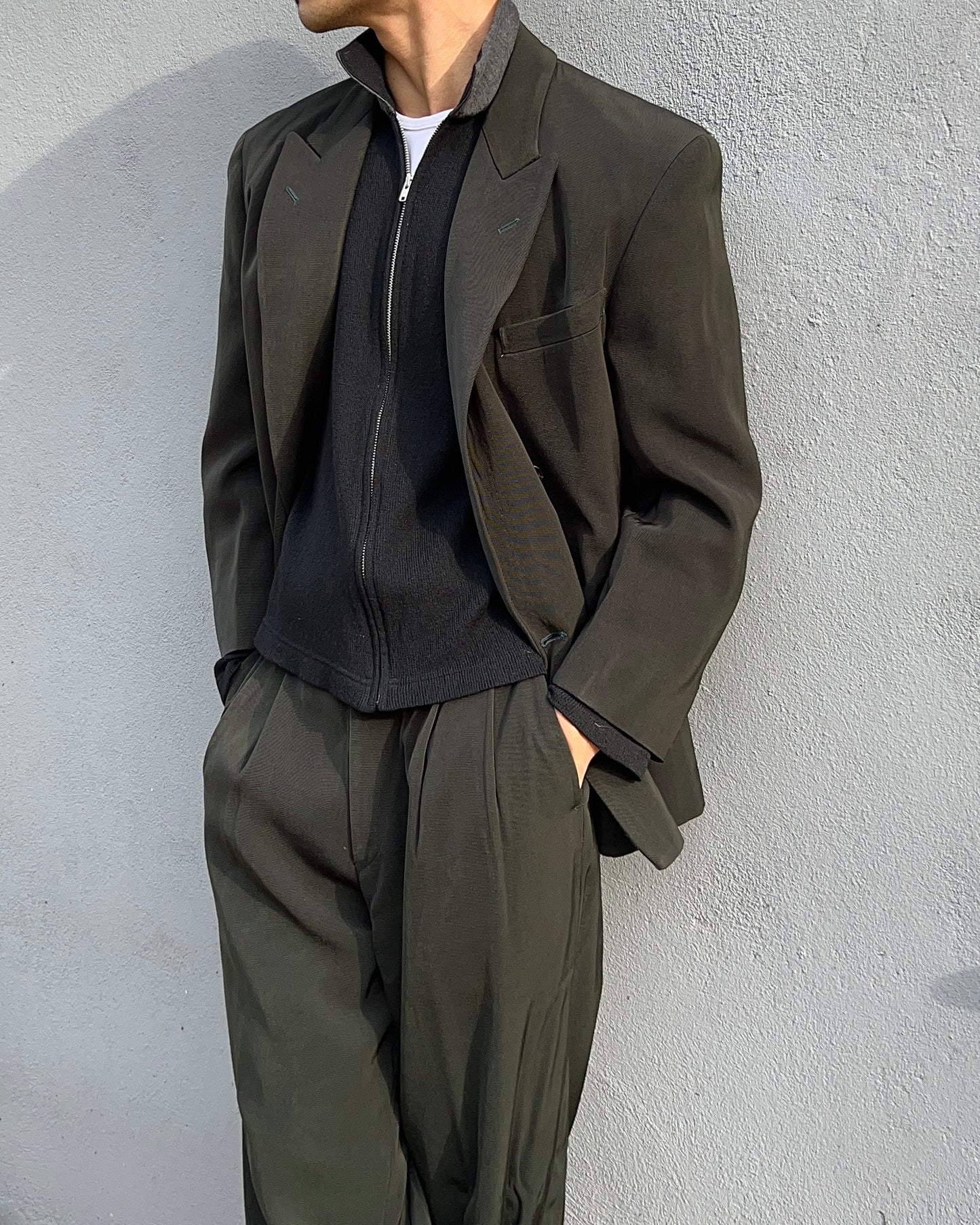 Comme Des Garcons Homme Plus AW1990 Pleated Double-Breasted Ribbed Suit - Size S Jacket / 30" Waist