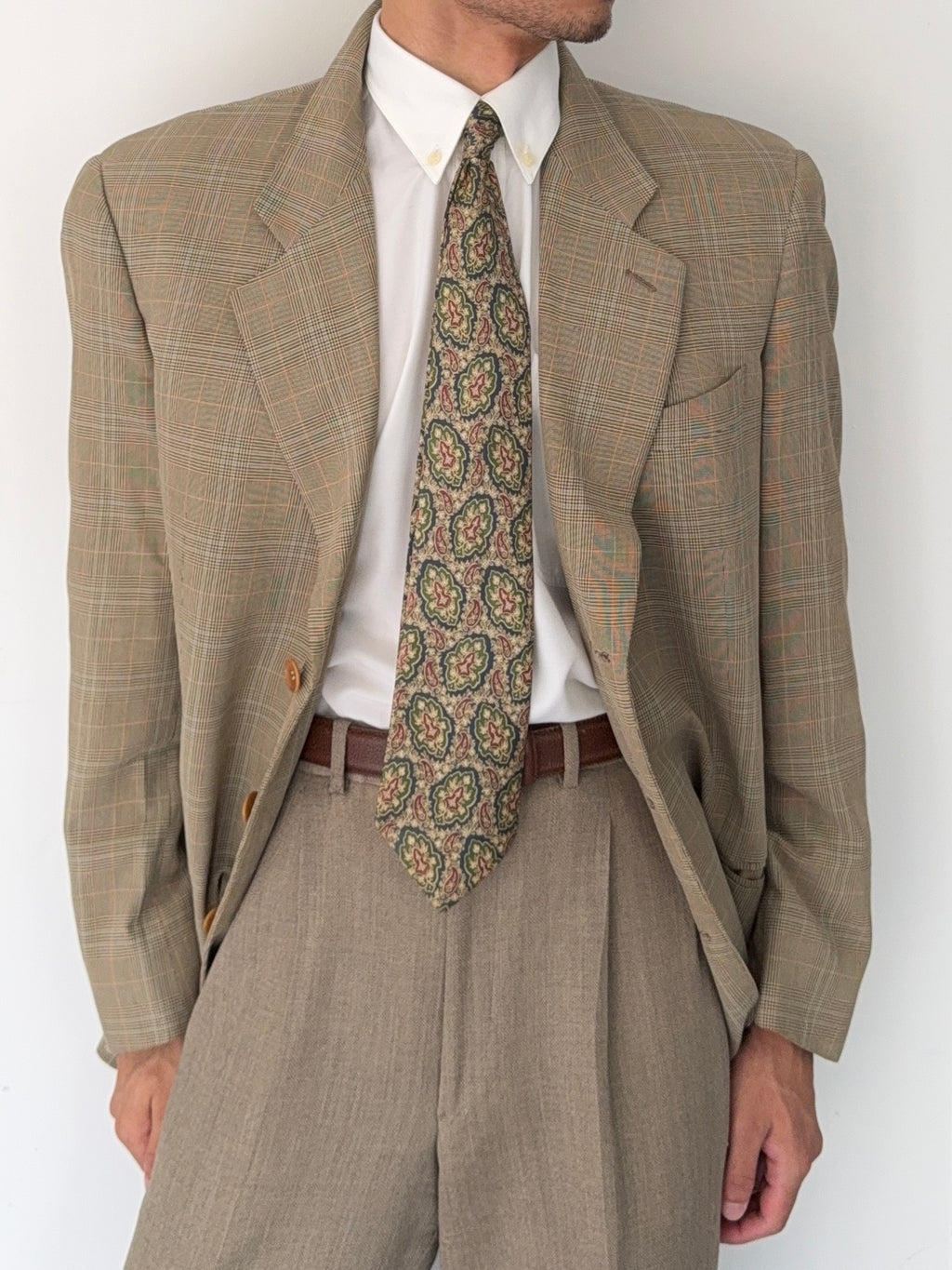 Giorgio Armani 1980s 3B Check Wool Sports Jacket Blazer - Size XL