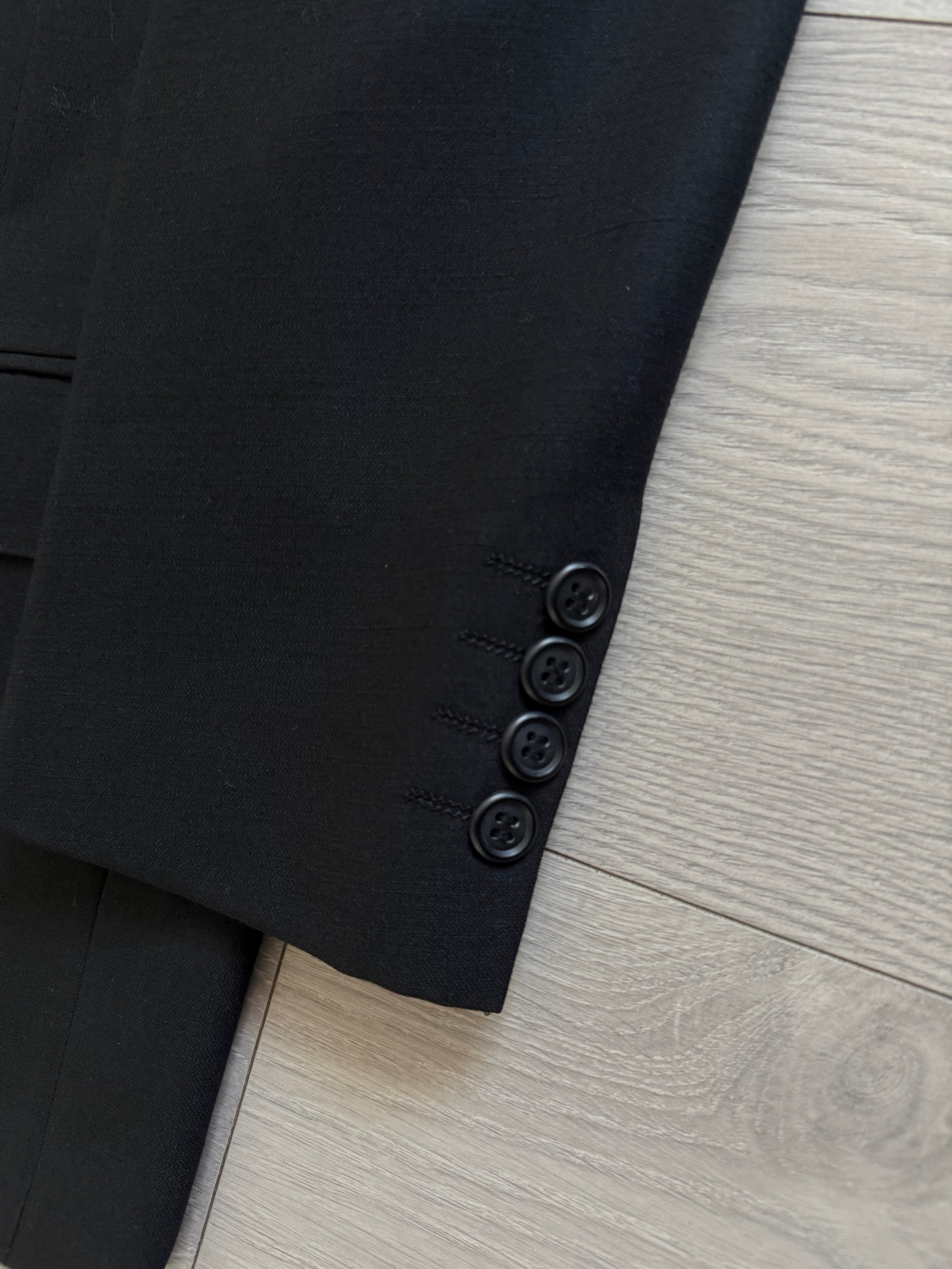 Givenchy 1990s Peak Lapel Double Breasted Wool Black Suit - Size S Jacket / 28" Waist