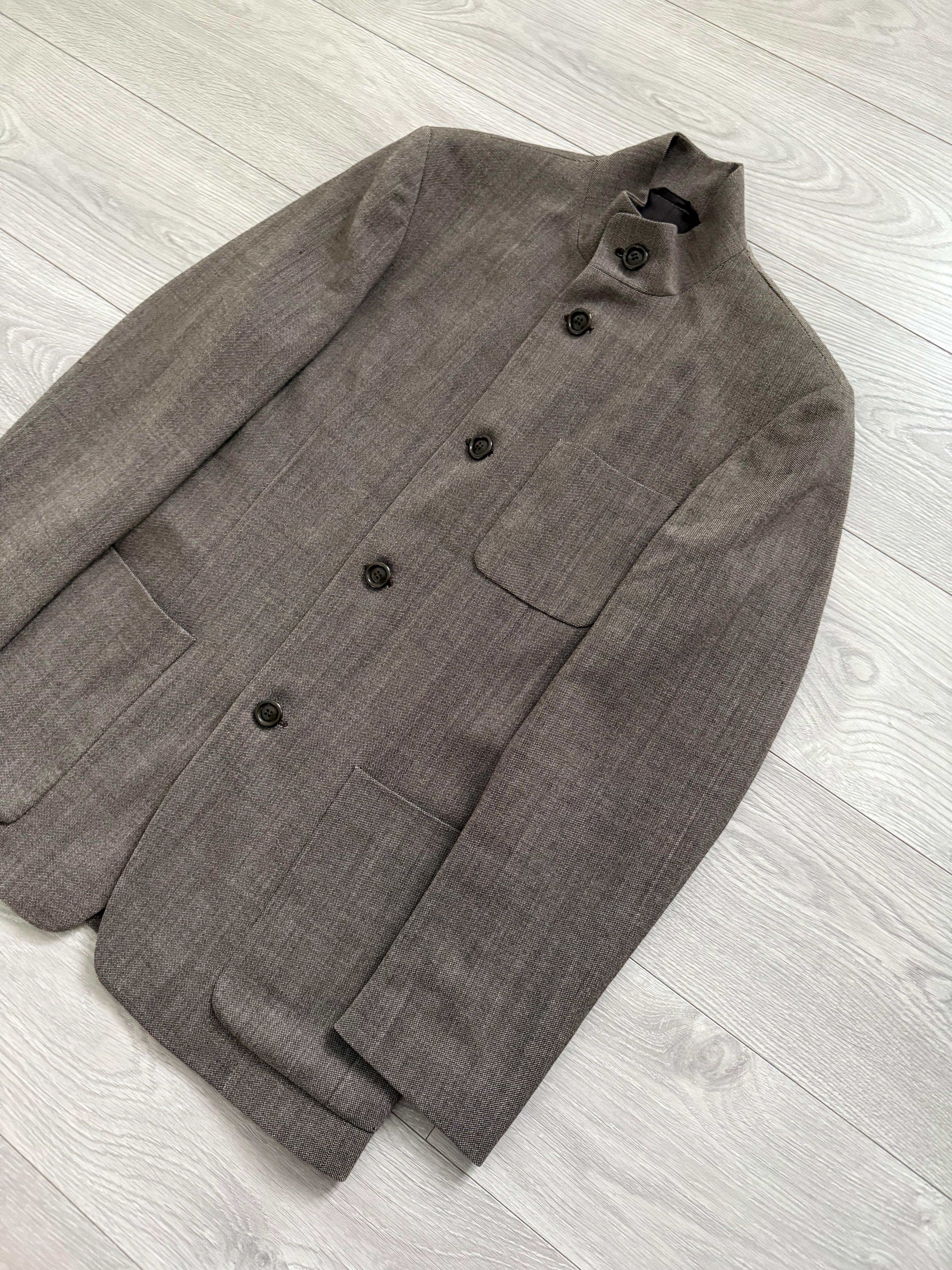 Emporio Armani 1998 Nehru Collar Taupe Brown Sports Jacket - Size S
