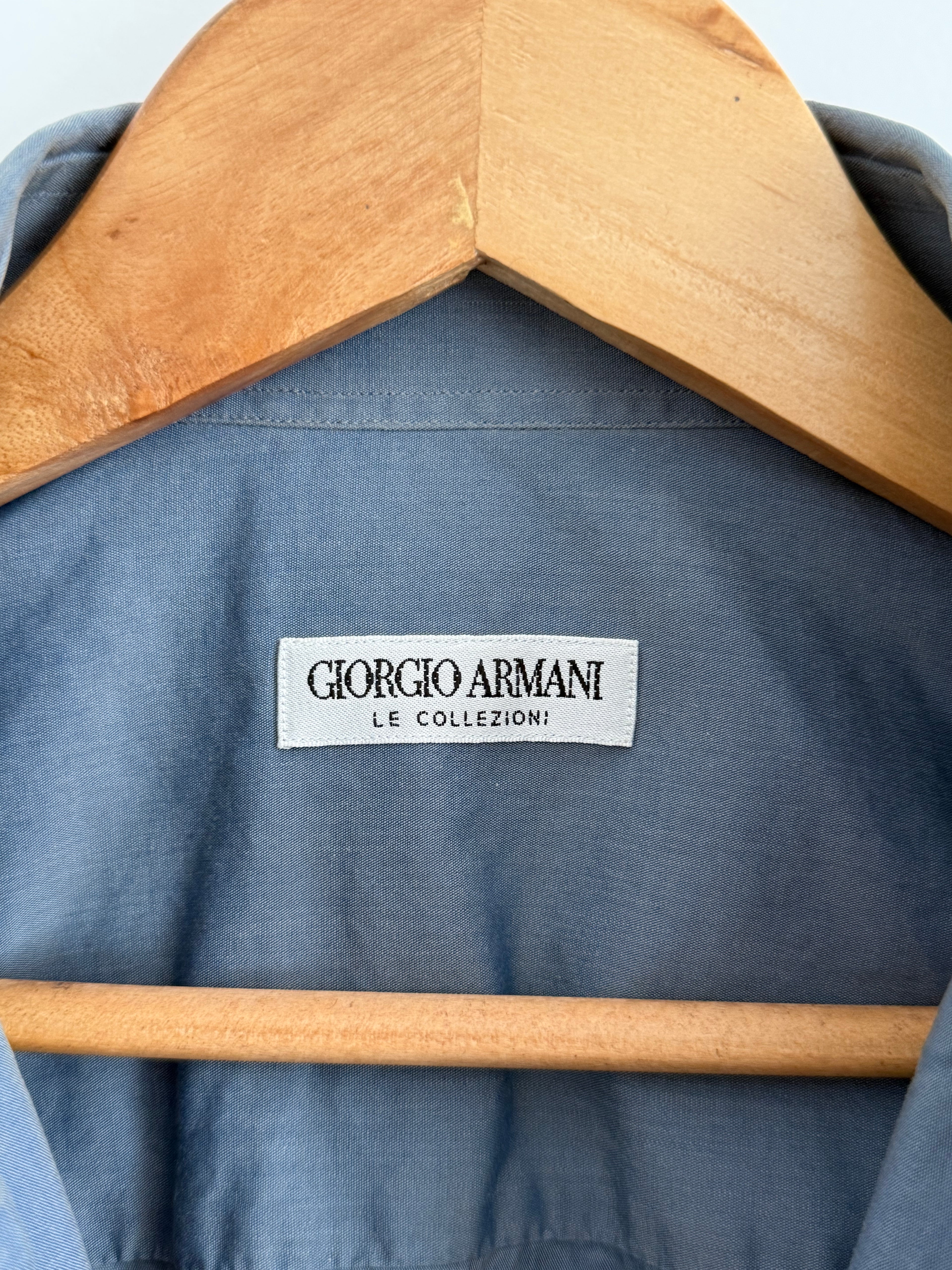 Giorgio Armani 1980s Blue Cotton Shirt - Size M