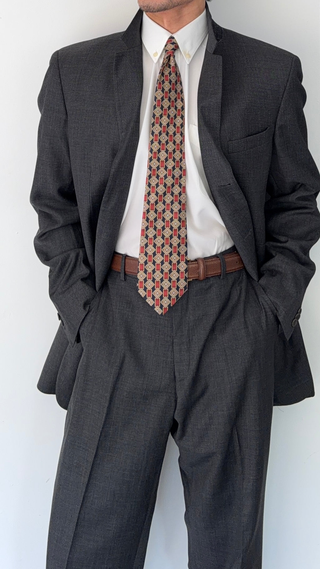 Emporio Armani 1990s 3B Grey Wool Suit - Size XL Jacket / 36" Waist