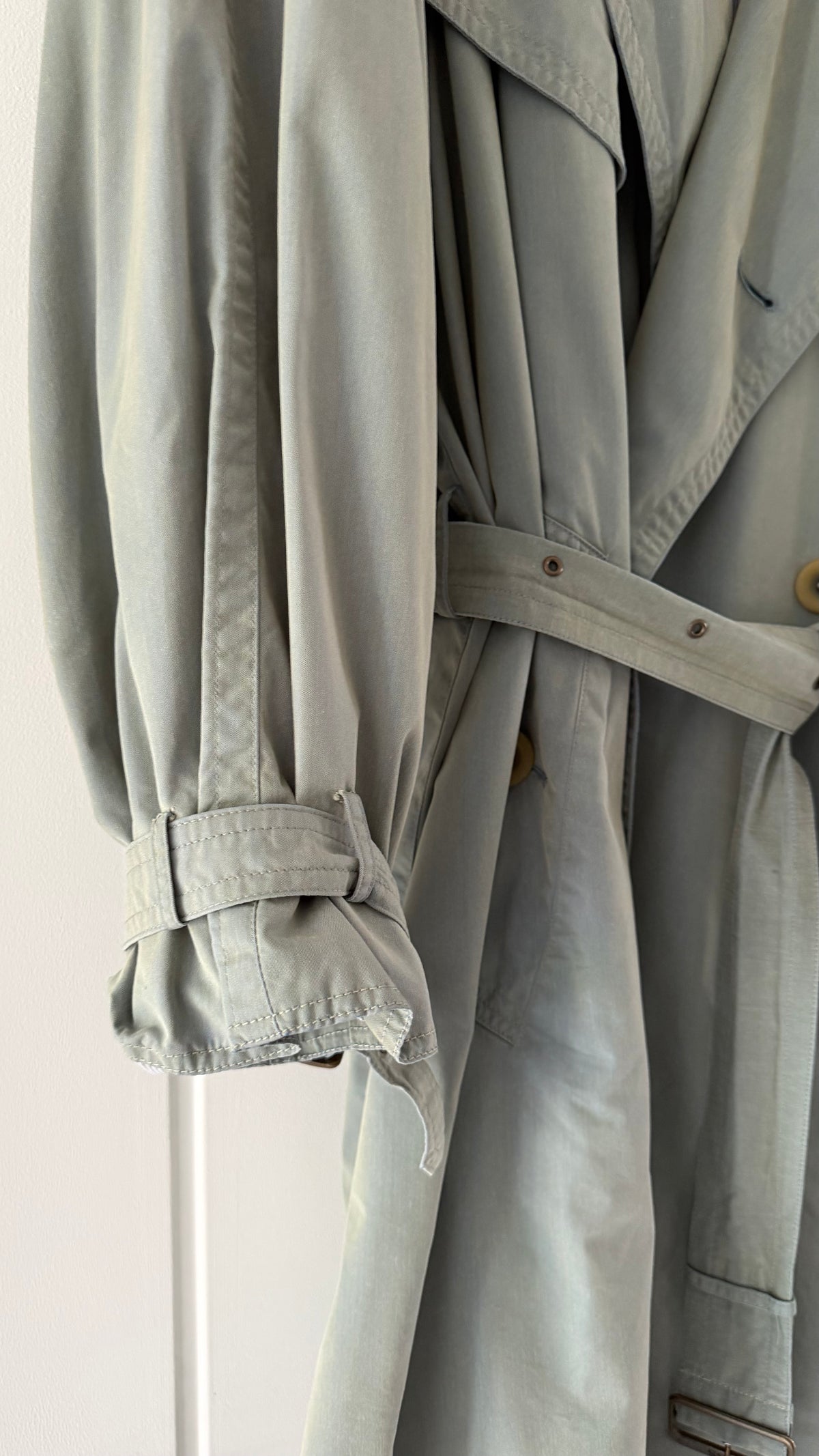 Hugo Boss 1980s Wool Cotton Steel Blue Trench Coat - Size L