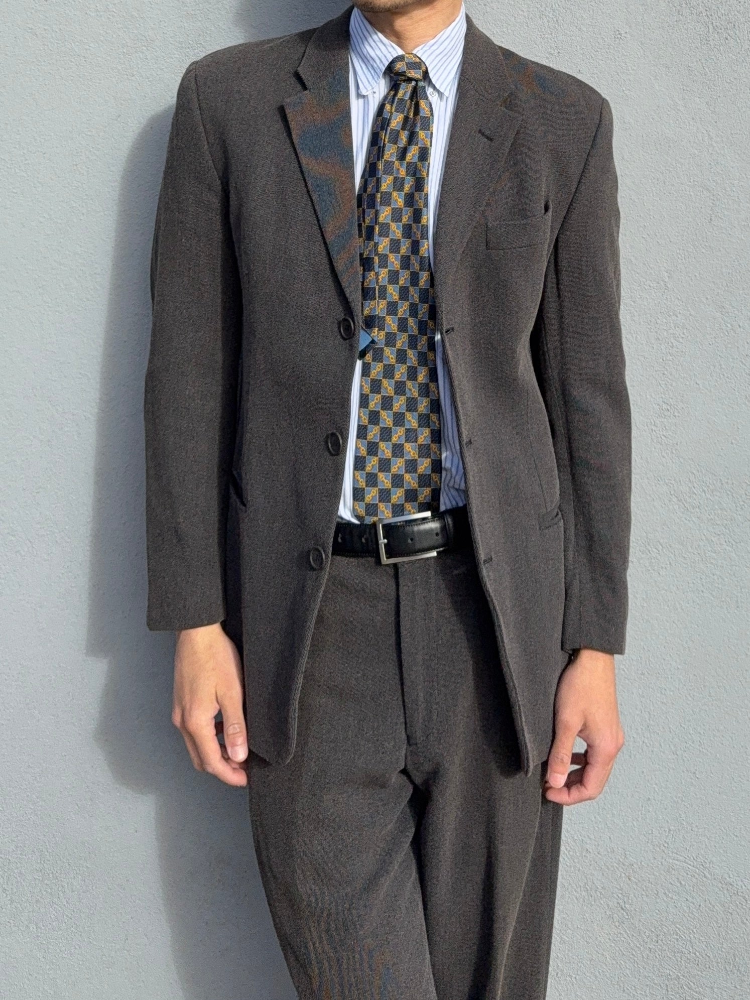 Emporio Armani SS2001 Draped Wool 3B Suit Grey - Size S Jacket / 30" Waist