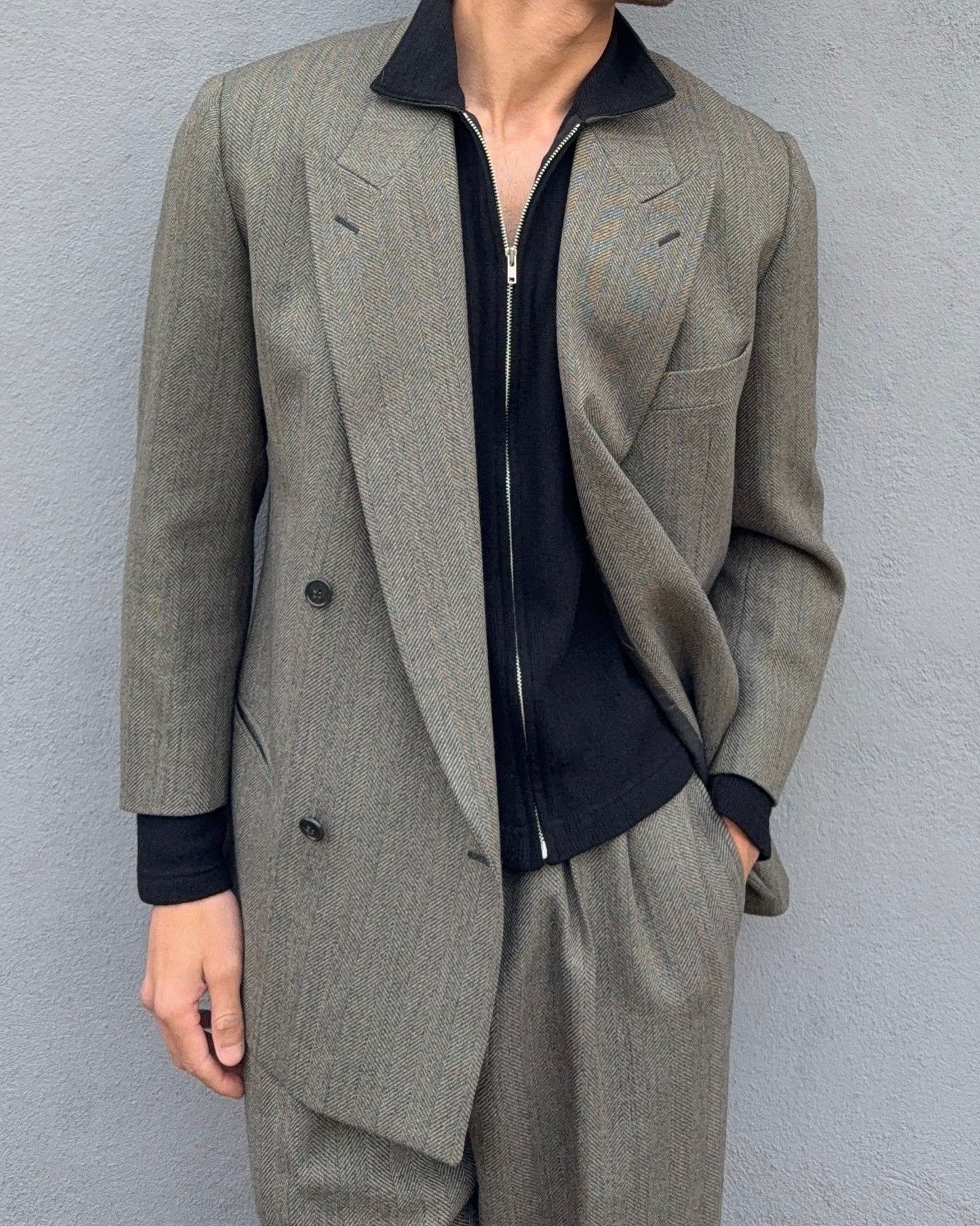 Emporio Armani 1990s Double-Breasted Pleated Wool Suit - Size M Jacket / 34" Waist