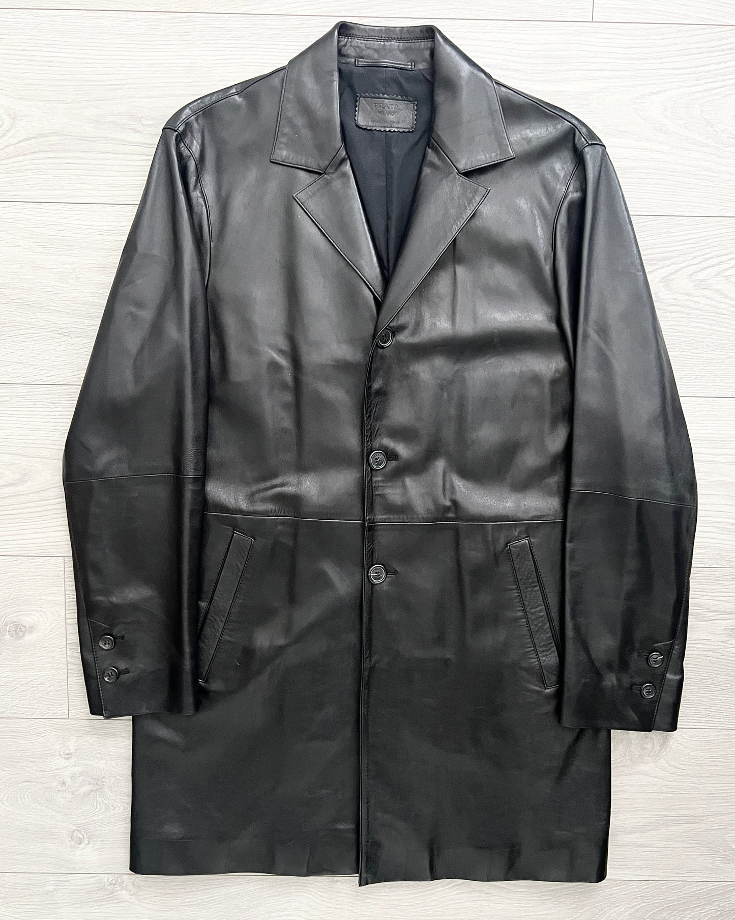 Prada Mainline AW2003 Leather Coat - Size M