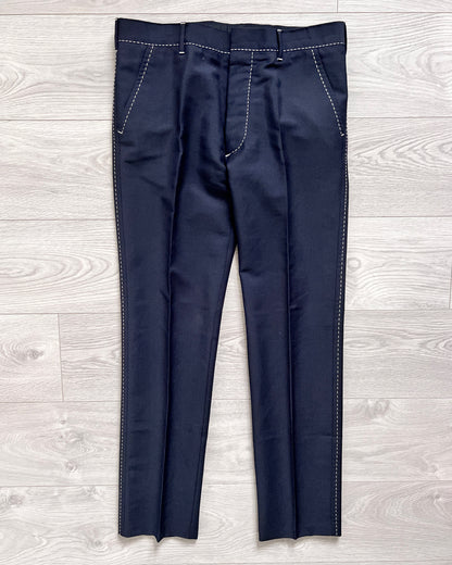 Prada Mainline AW2014 Contrast Stitch Centre Pleat Trousers - Size 34