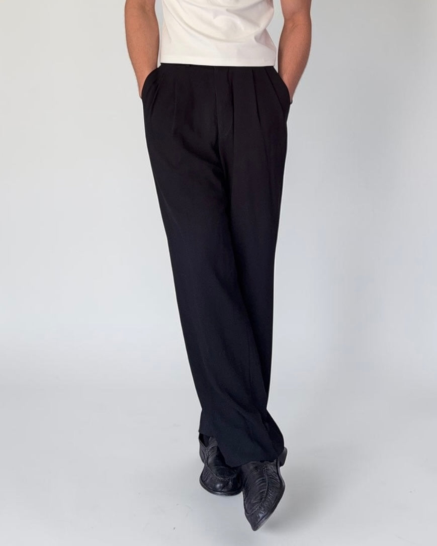 Emporio Armani 1990s Double Pleated Draped Wool Pants - Size 30