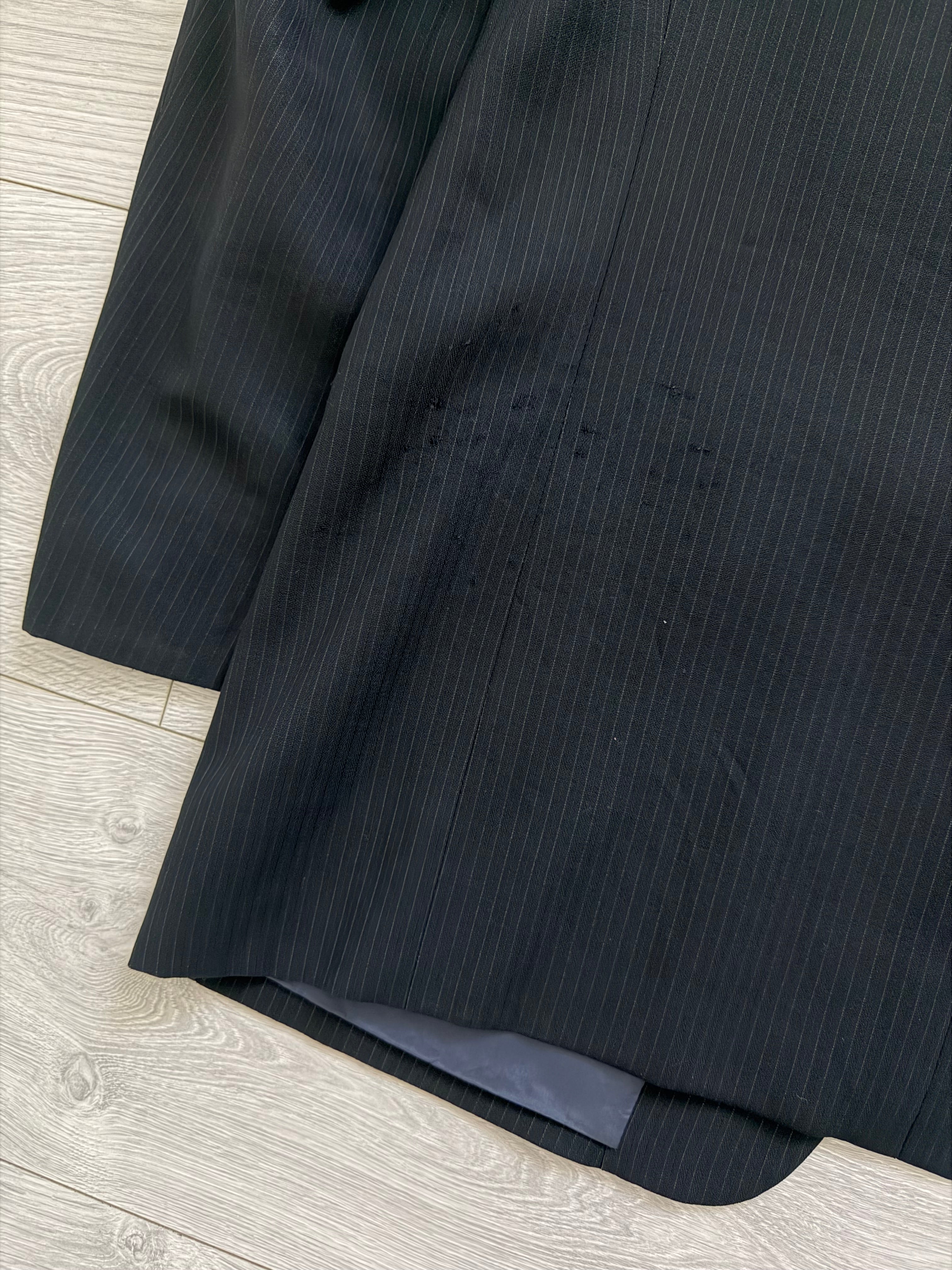 Armani 1990s 3B Pinstriped Textured Pleated Wool Suit  - Size XL Jacket / 36" Waist