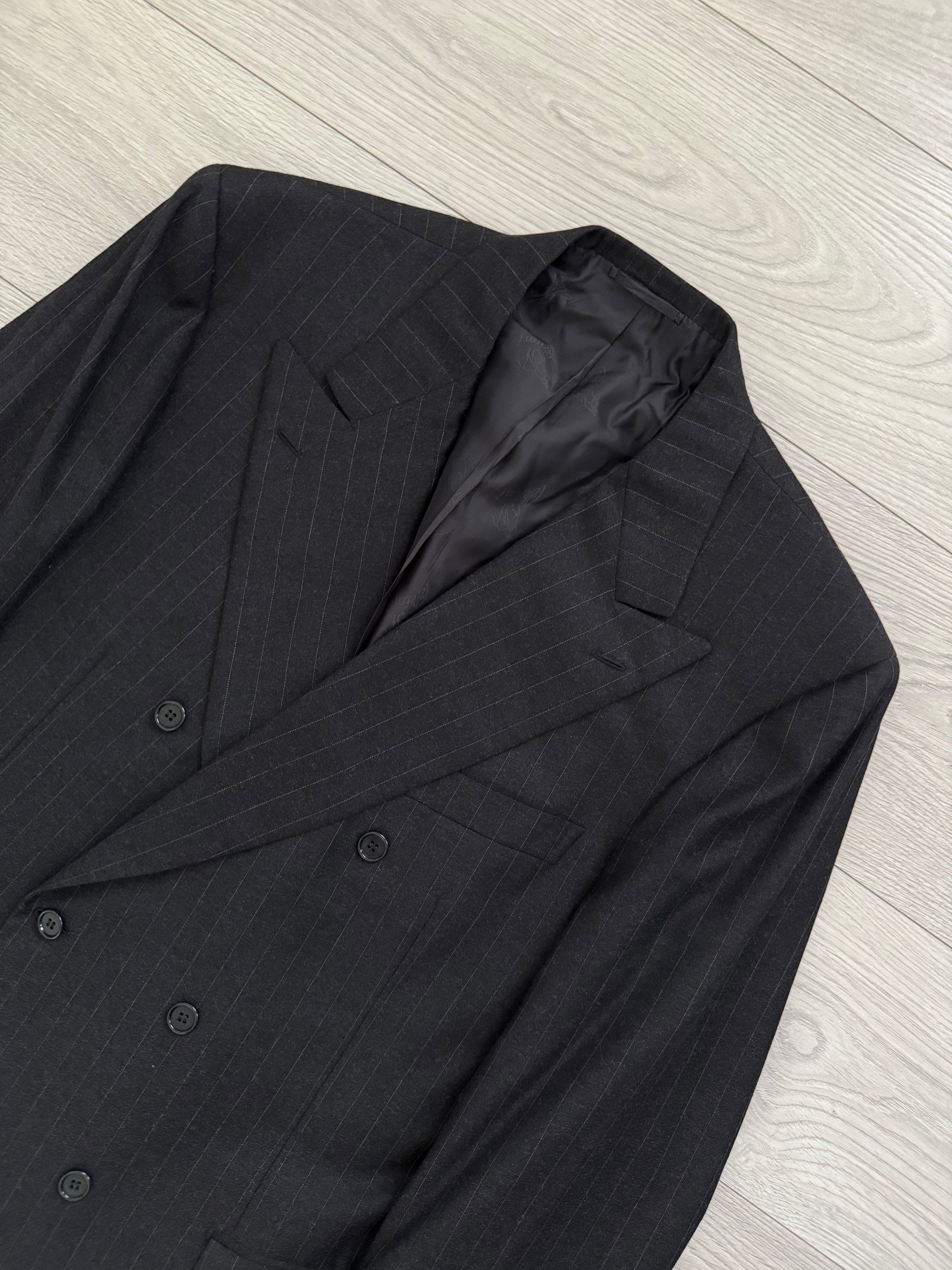 Brioni Peaked Lapel Double Breasted Striped Wool Blazer Jacket - Size XXL