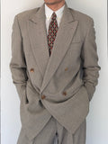 Basile 1980s Torello Viera Fabric Peaked Lapel Double Breasted Pleated Wool Suit - Size M Jacket / 31" Waist