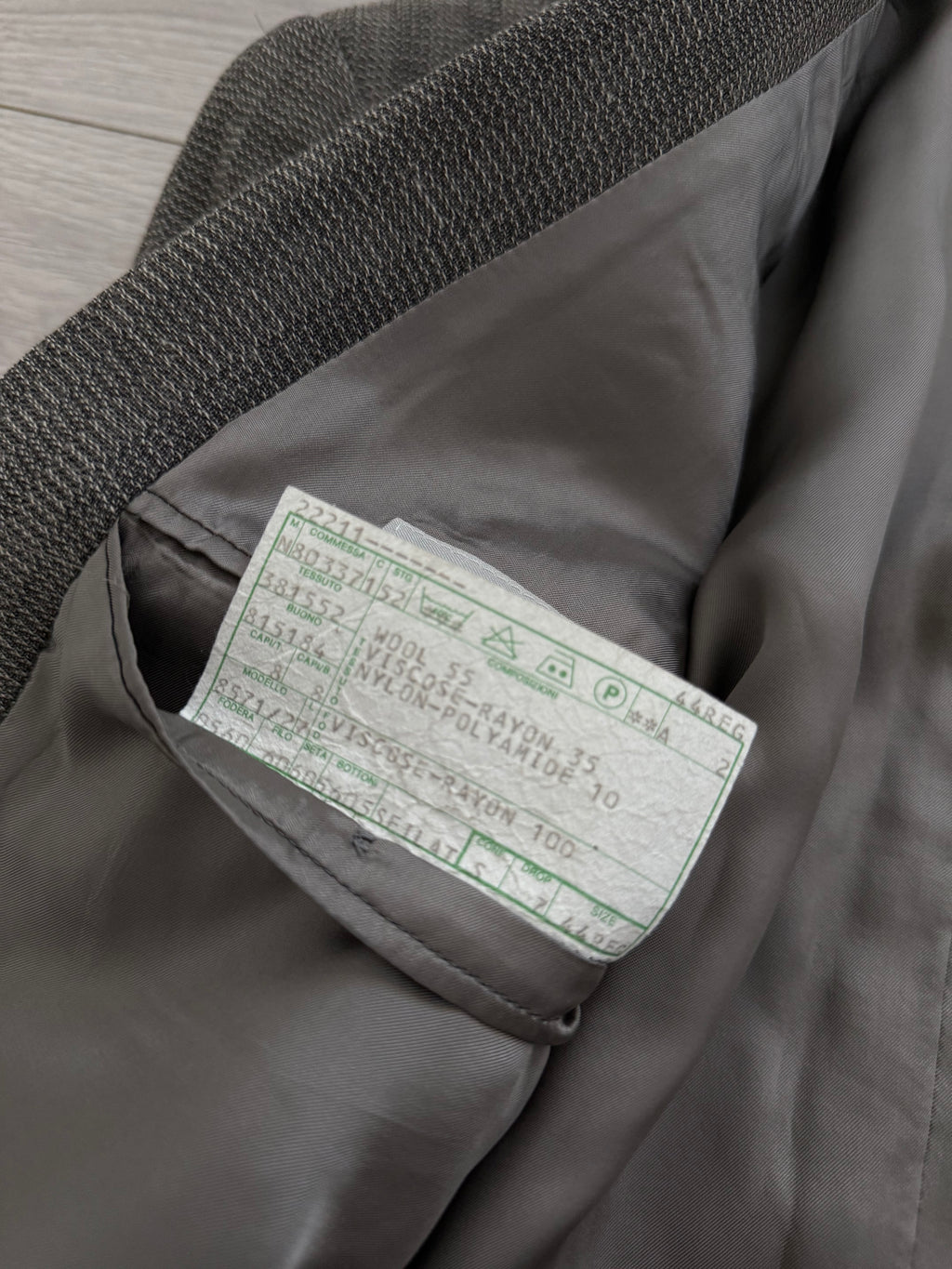 Emporio Armani 1980s Peaked Lapel Double Breasted Textured Wool Pleated Suit - Size S Jacket / 28" Waist
