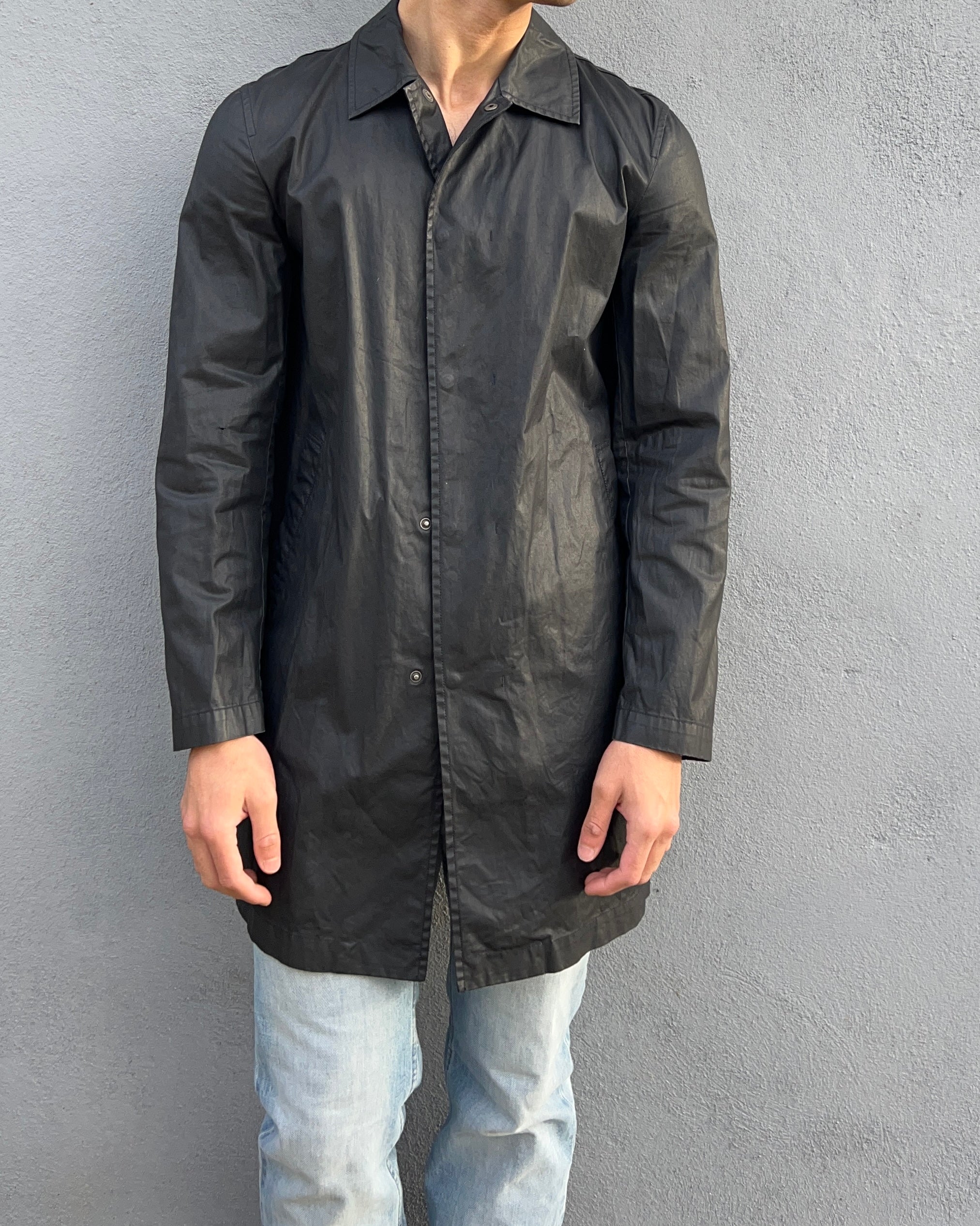Jil Sander by Raf Simons 00s Waxed Snap Button Coat - Size S