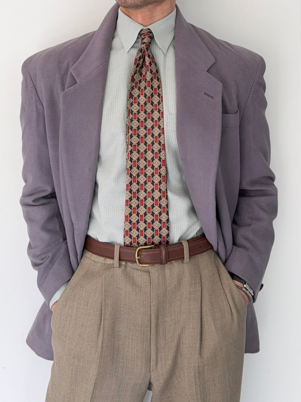 Valentino 1980s Double Breasted Wool Jacket Purple - Size S
