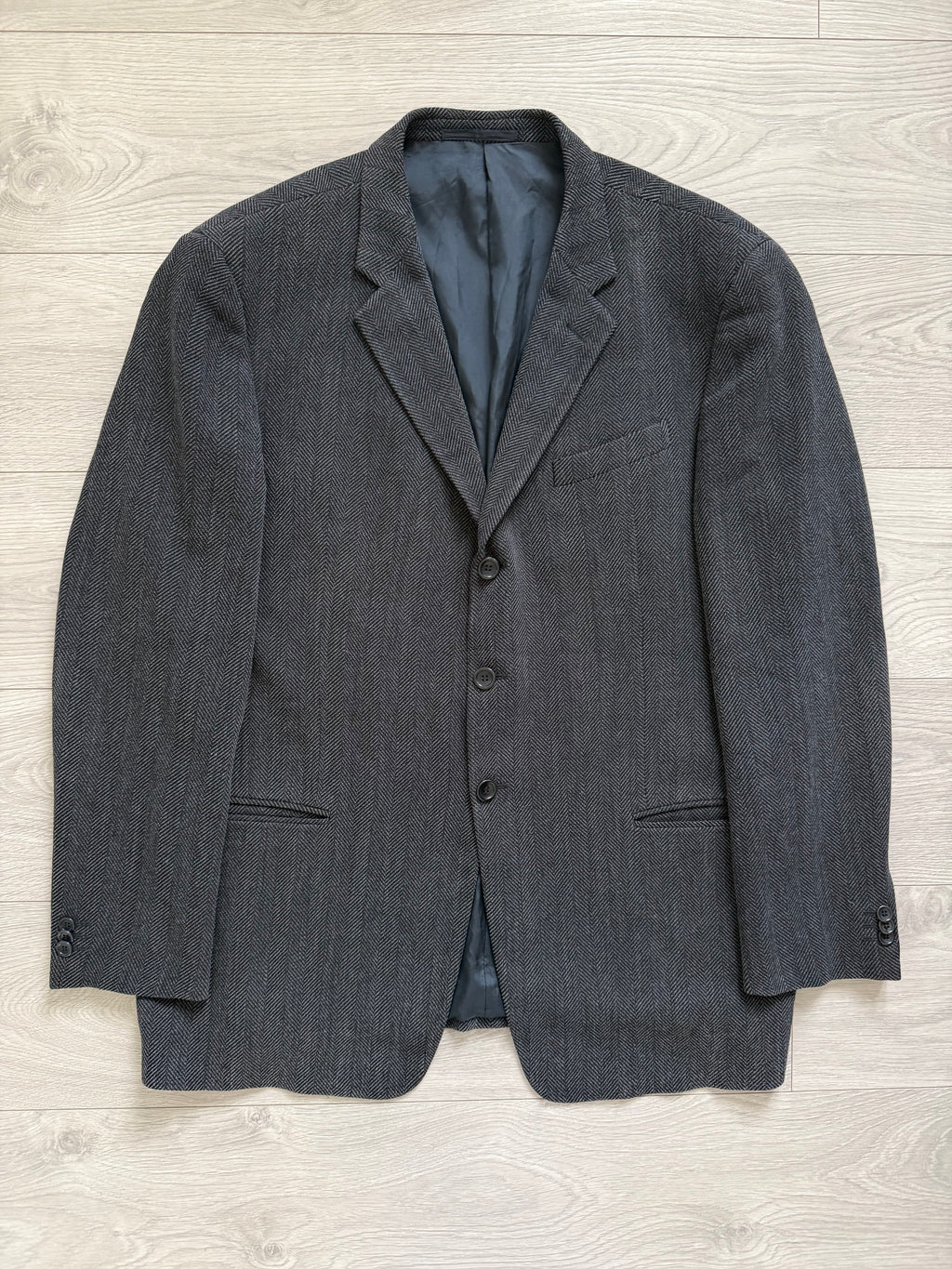 Armani 1990s Herringbone Wool 3B Sports Jacket Blazer - Size XXL