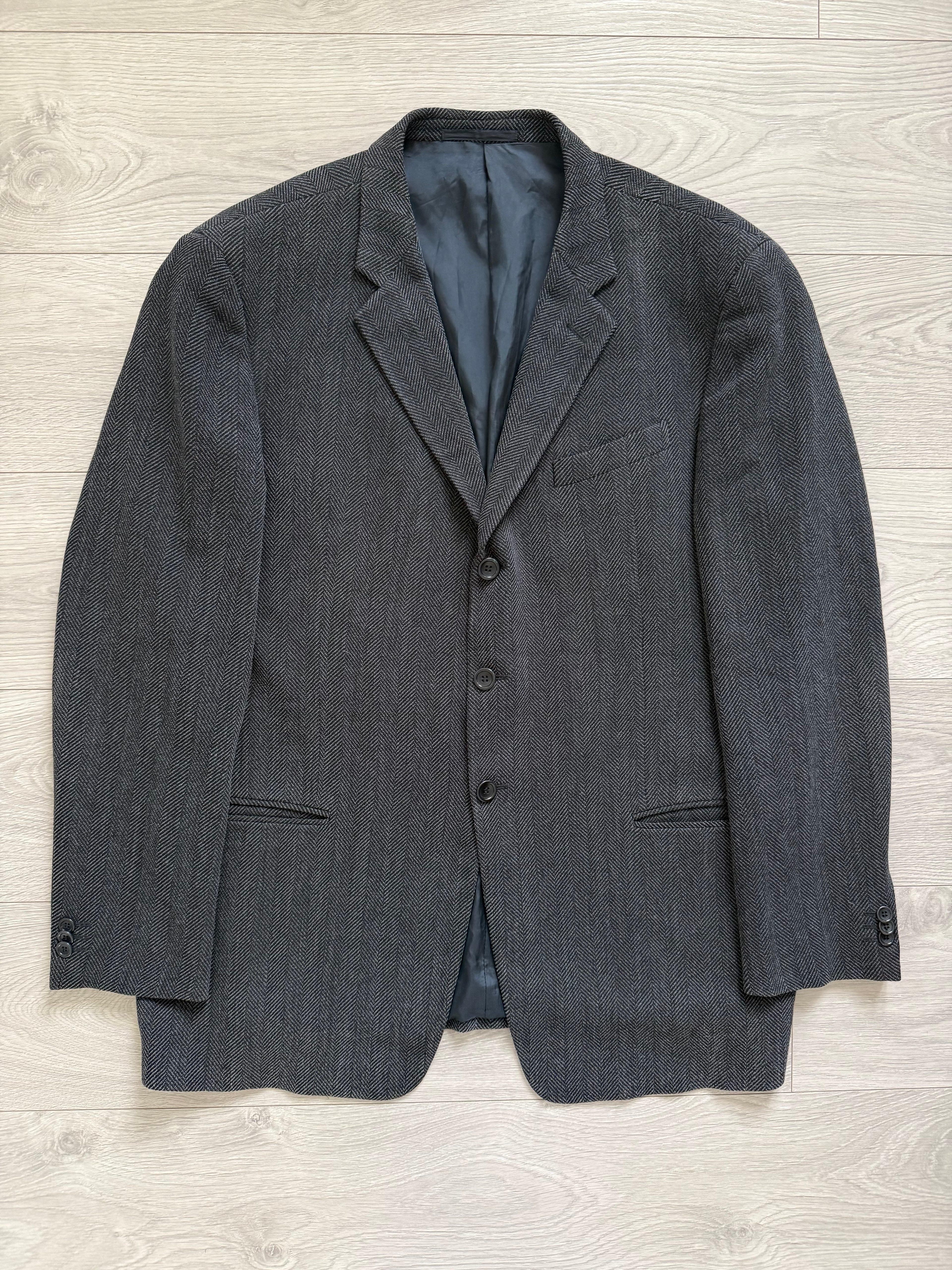 Armani 1990s Herringbone Wool 3B Sports Jacket Blazer - Size XXL