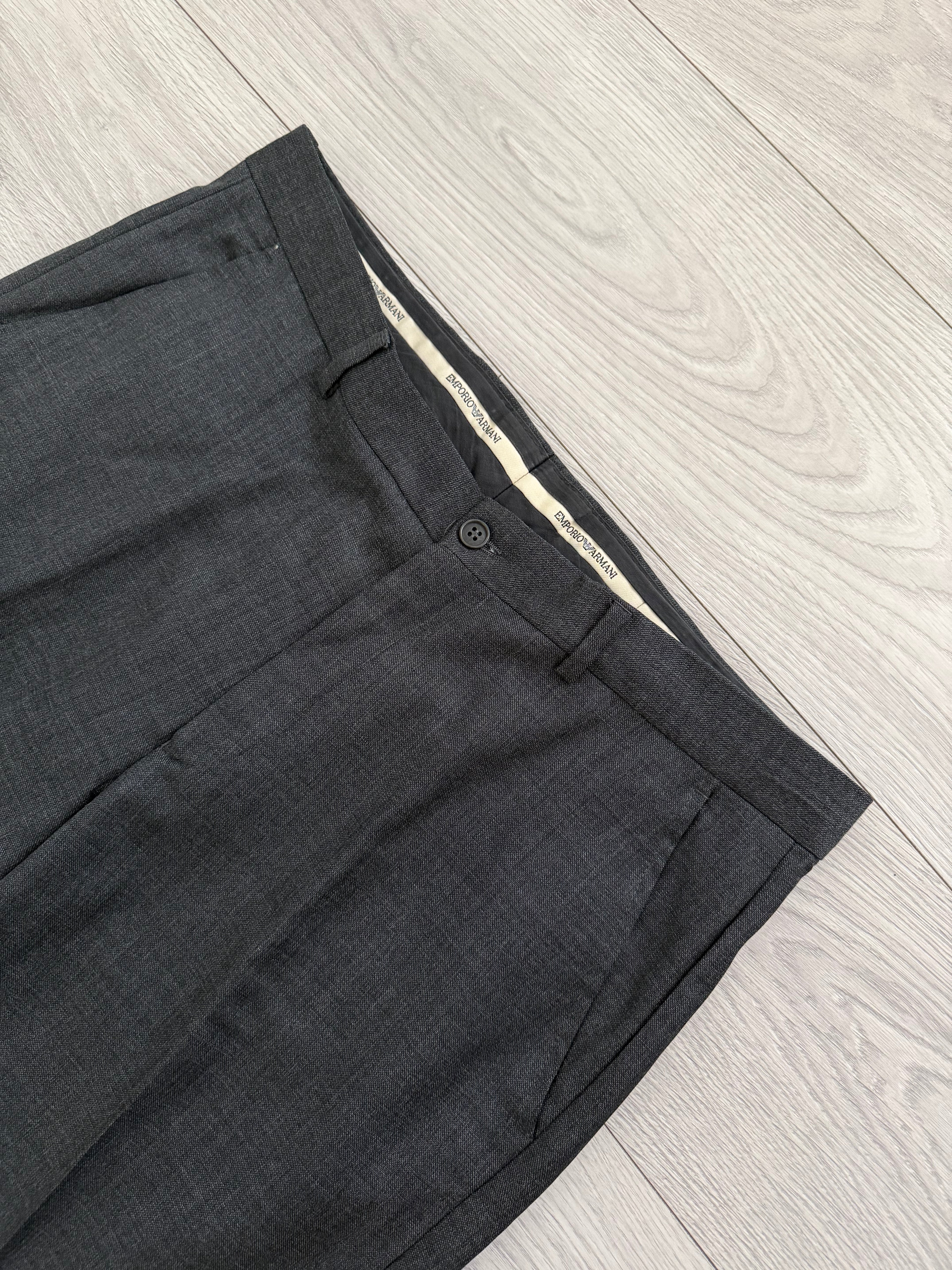 Emporio Armani 1990s 3B Grey Wool Suit - Size XL Jacket / 36" Waist