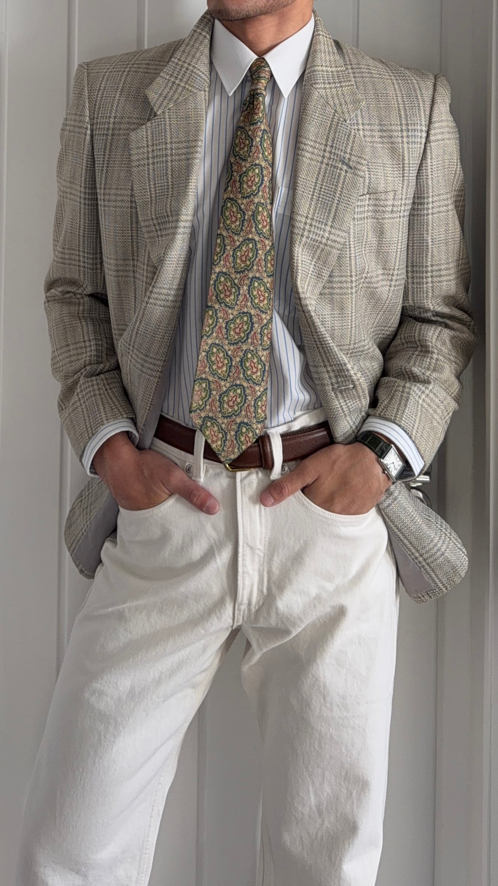 Dior 1980s 2B Check Wool Sport Jacket Blazer  - Size M