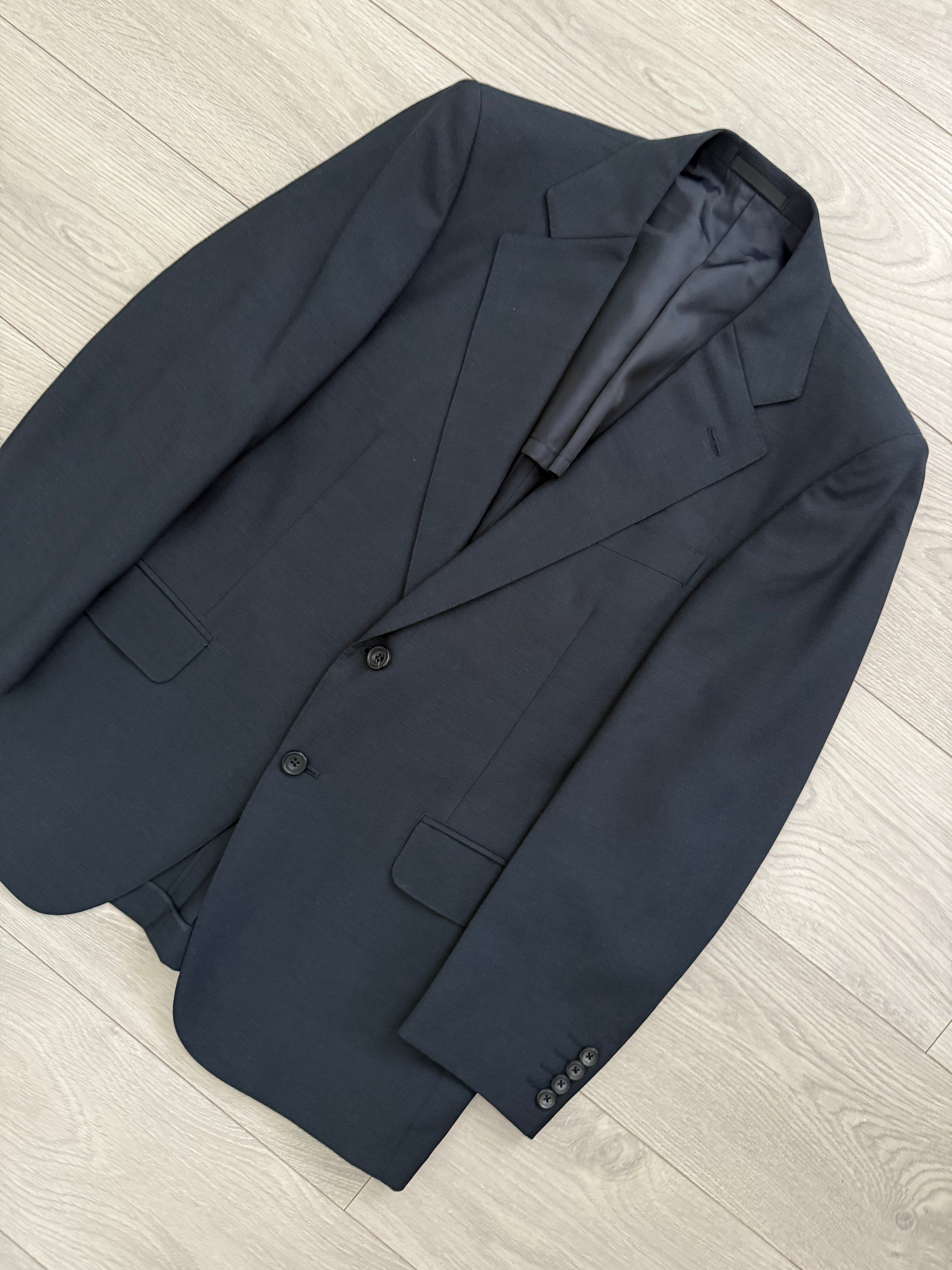 Burberry 1990s 2B Double-Pleat Wool Mohair Navy Suit - Size S Jacket / 32" Waist