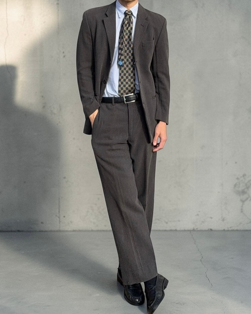 Emporio Armani SS2001 Draped Wool 3B Suit Grey - Size S Jacket / 30" Waist