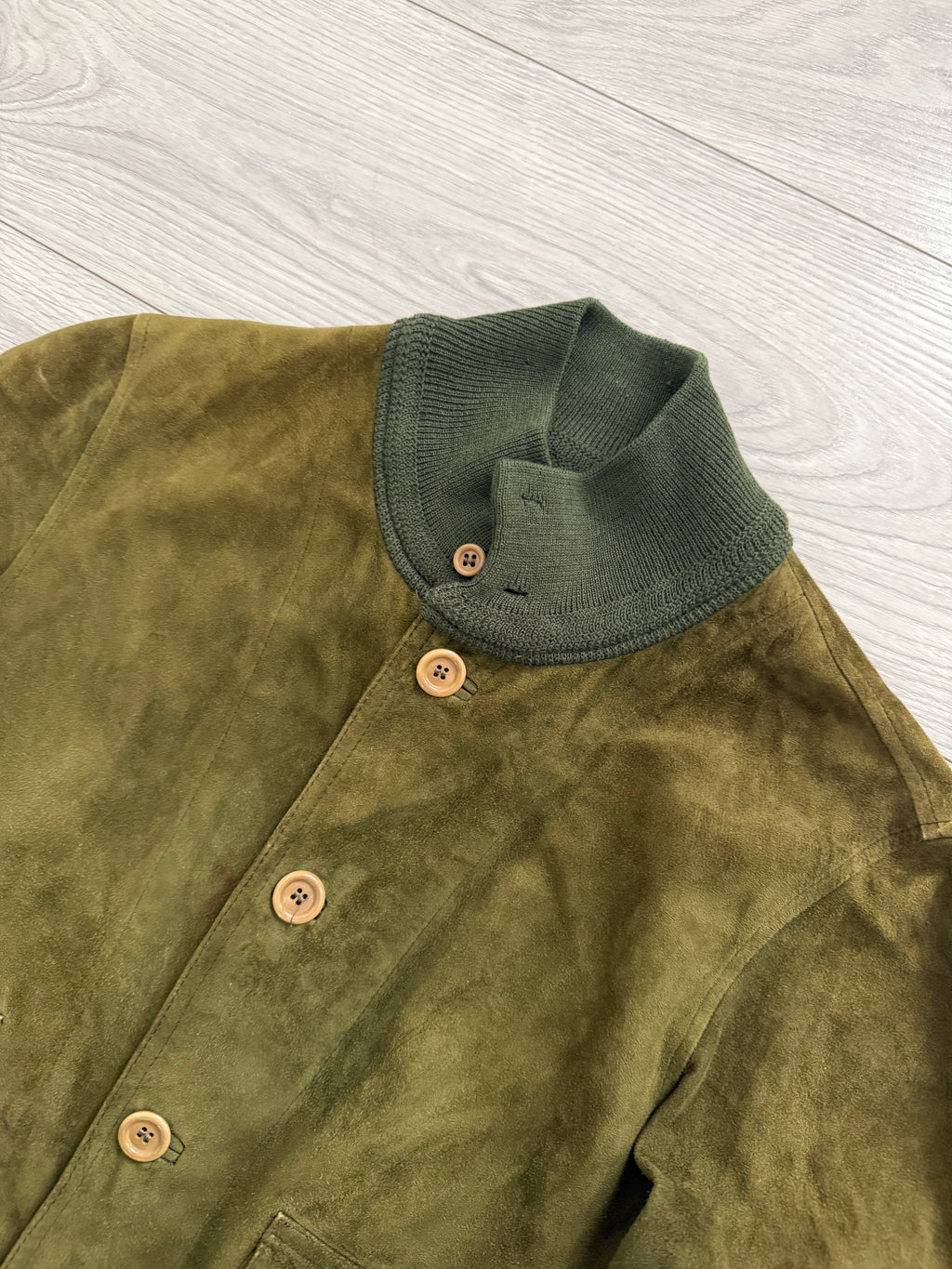 Sicons Armani 1980s Suede Green Military Flight Jacket - Size S
