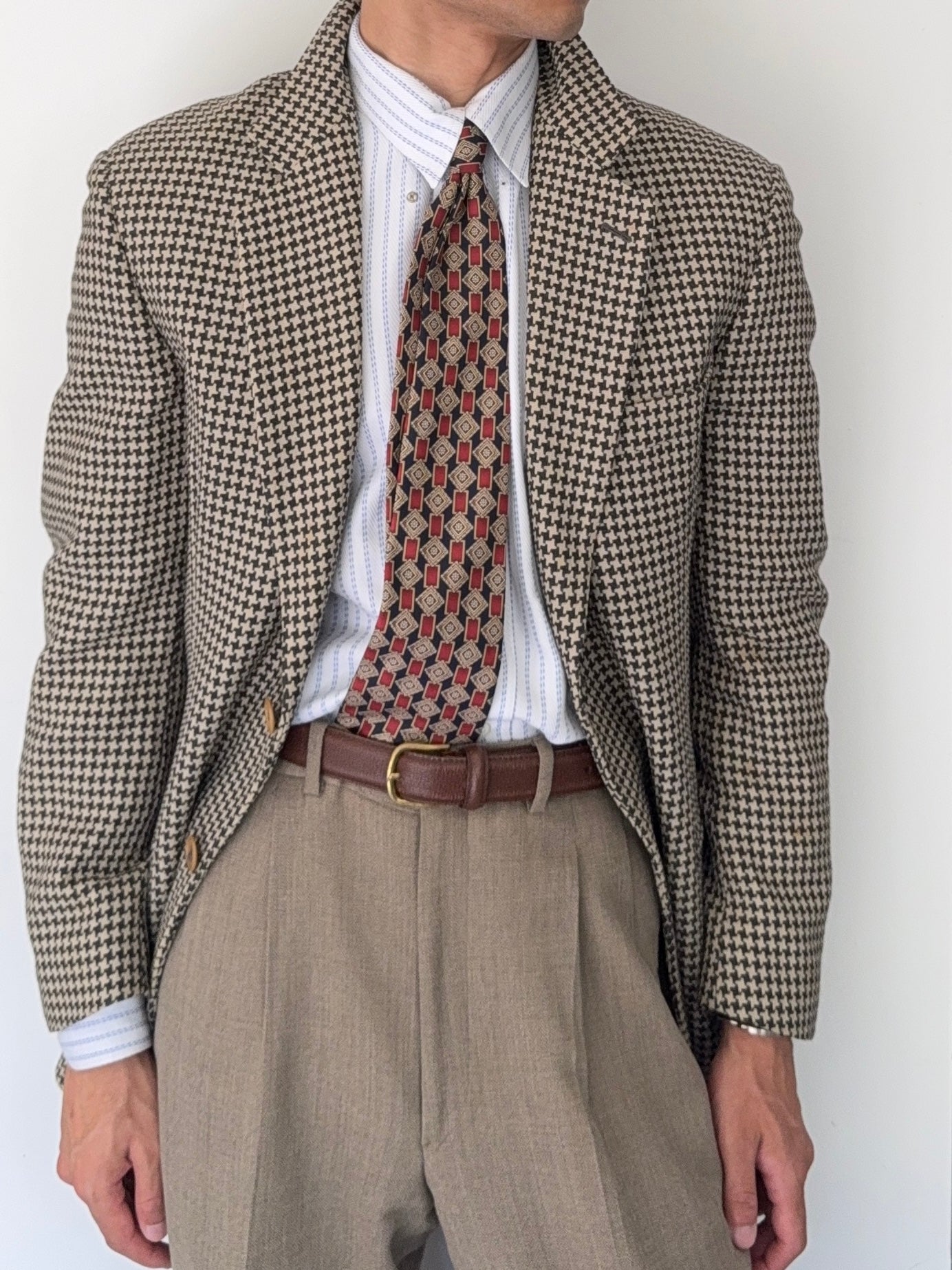 Emporio Armani 1990s 2B Houndstooth Wool Sports Blazer Jacket - Size S