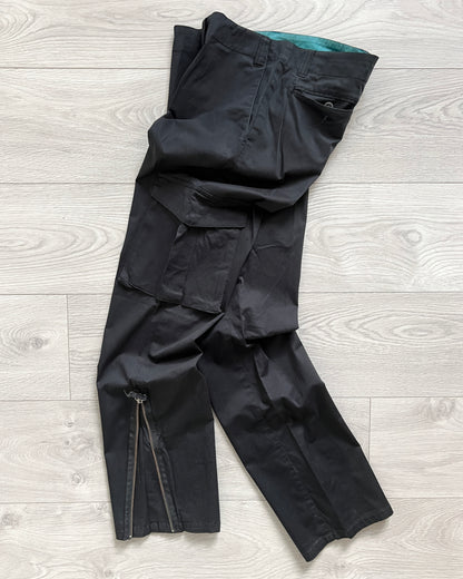 Jean Paul Gaultier 00s Ankle-Zip Black Cargo Pants - Size 30