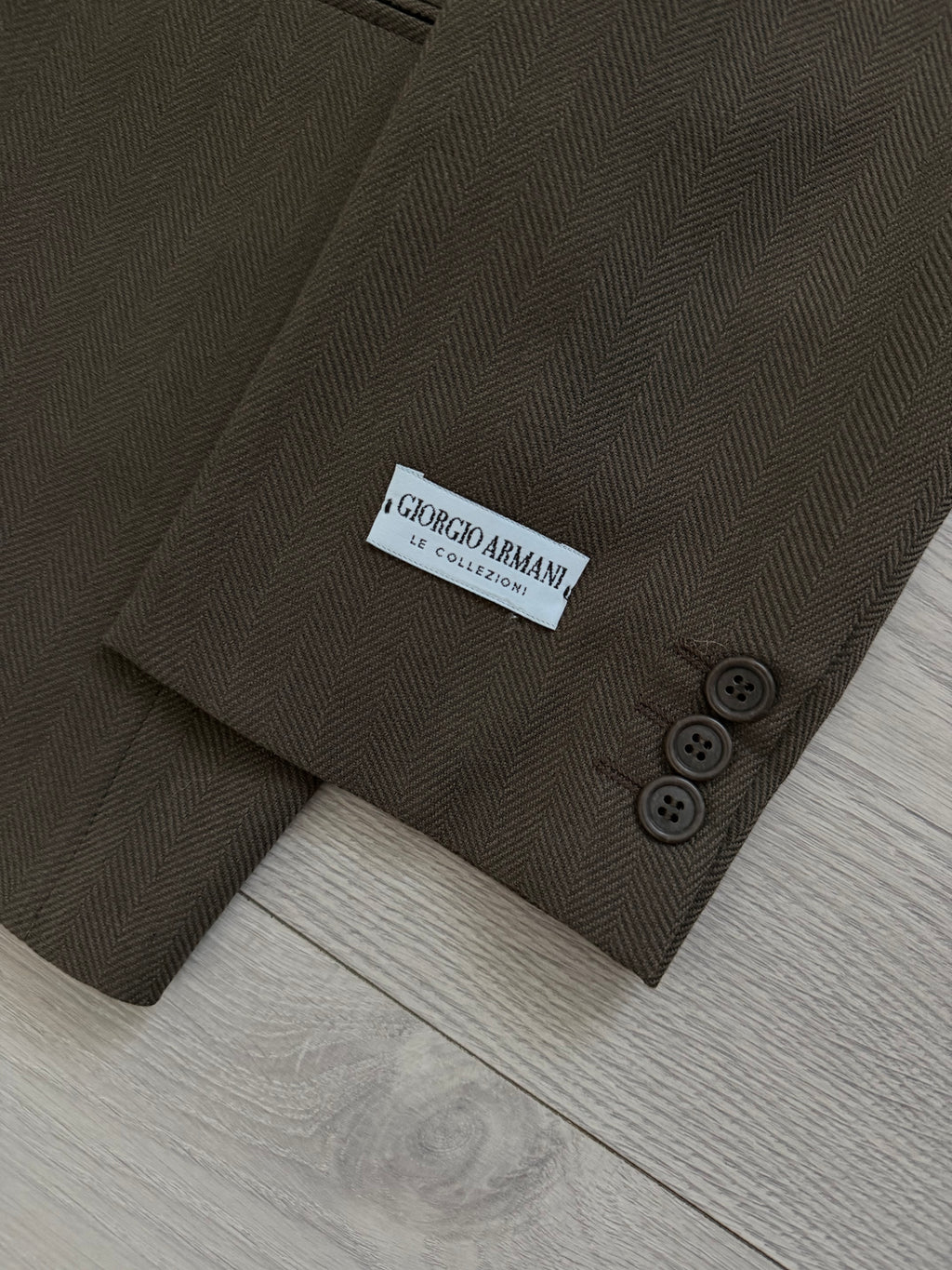 Giorgio Armani 1980s Peaked Lapel Double Breasted Brown Wool Sport Jacket Blazer - Size M