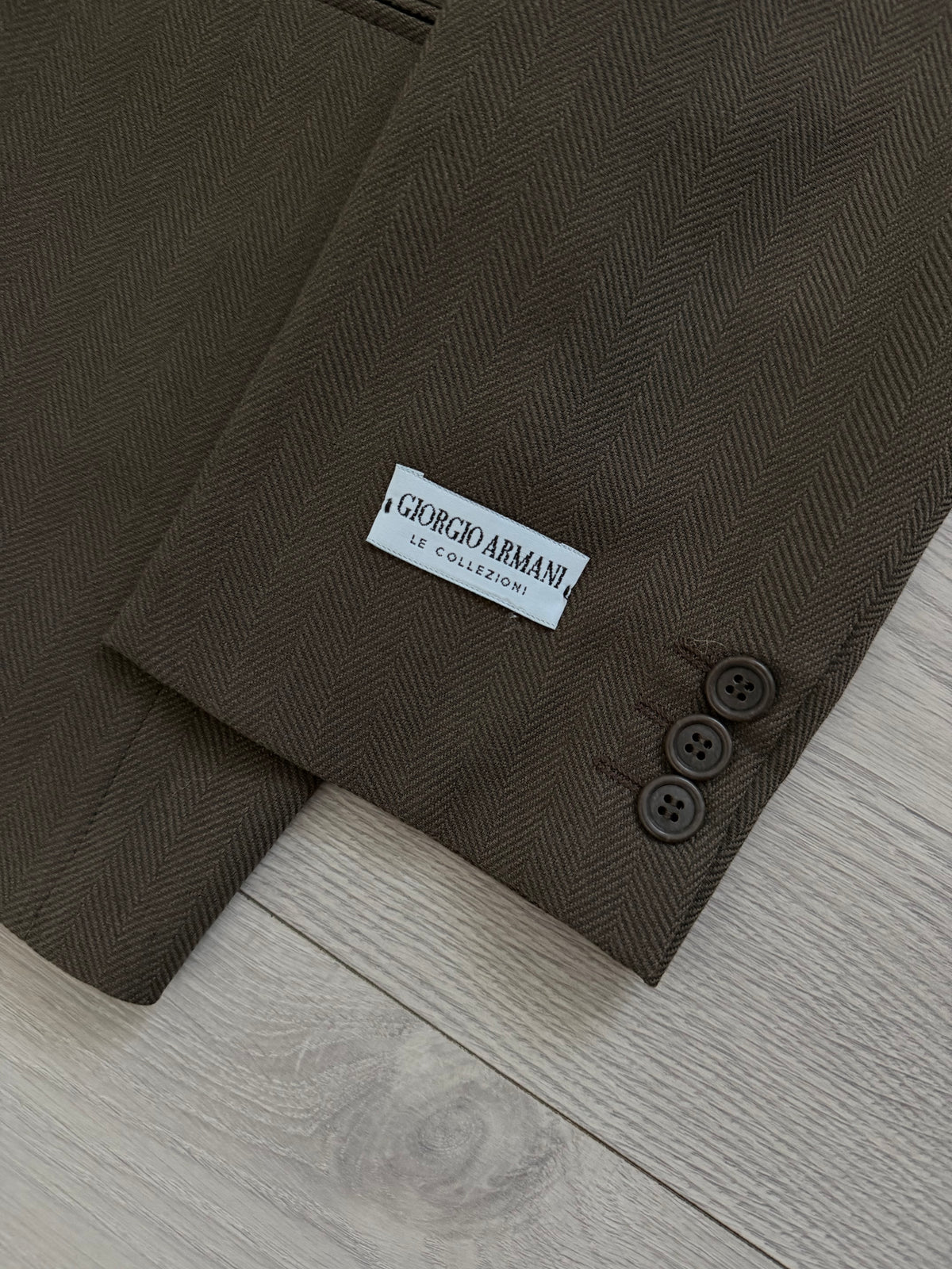 Giorgio Armani 1980s Peaked Lapel Double Breasted Brown Wool Sport Jacket Blazer - Size M