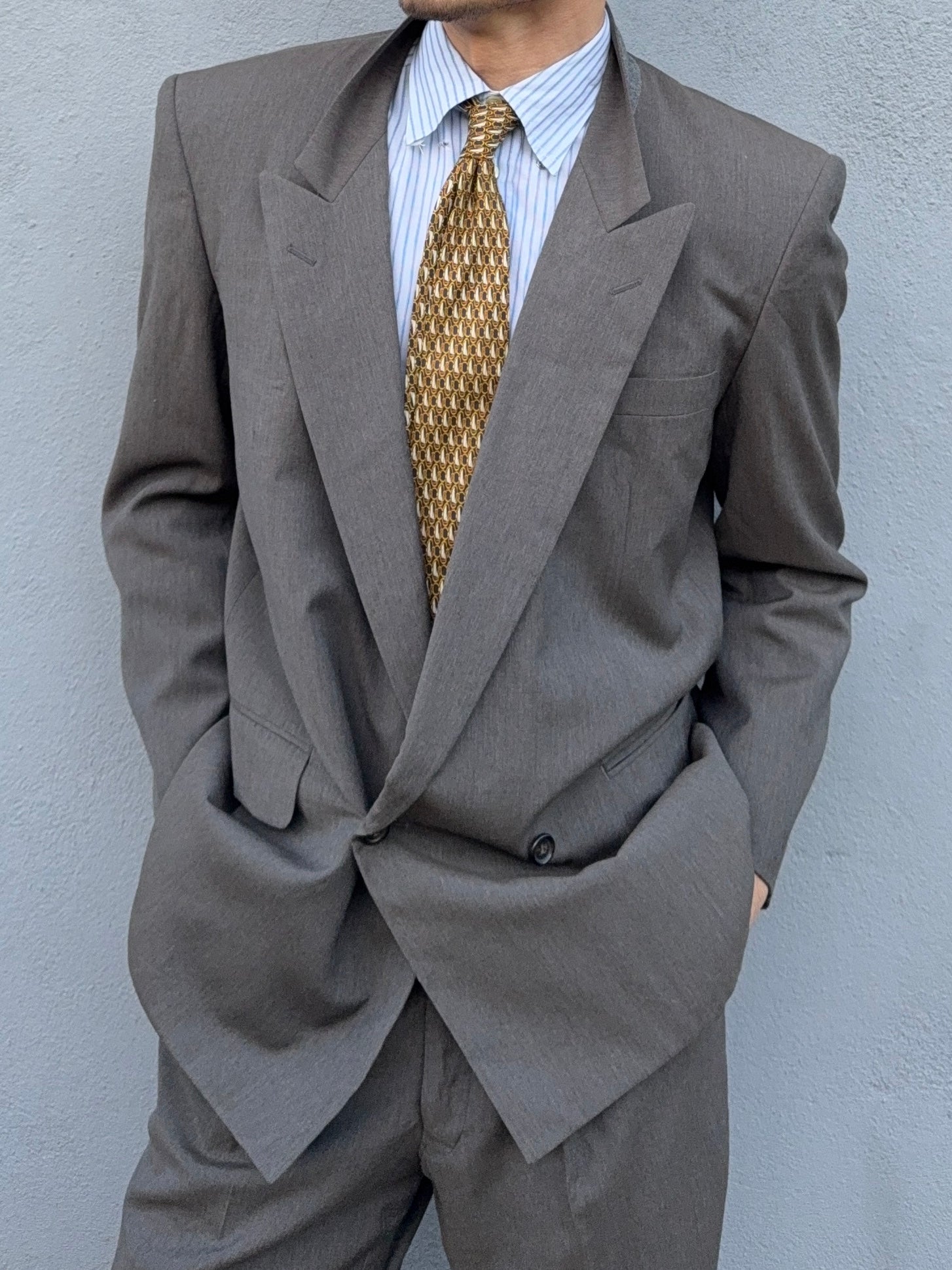 Comme Des Garcons Homme 1989 Double Breasted Pleated Wool Grey Suit - Size S Jacket / 28" Waist