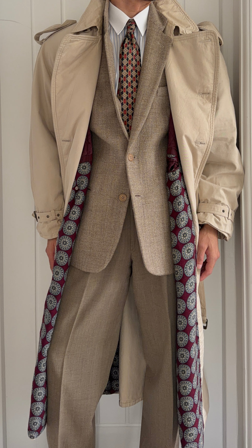 Hugo Boss 1980s Padded Power Trench Coat - Size L