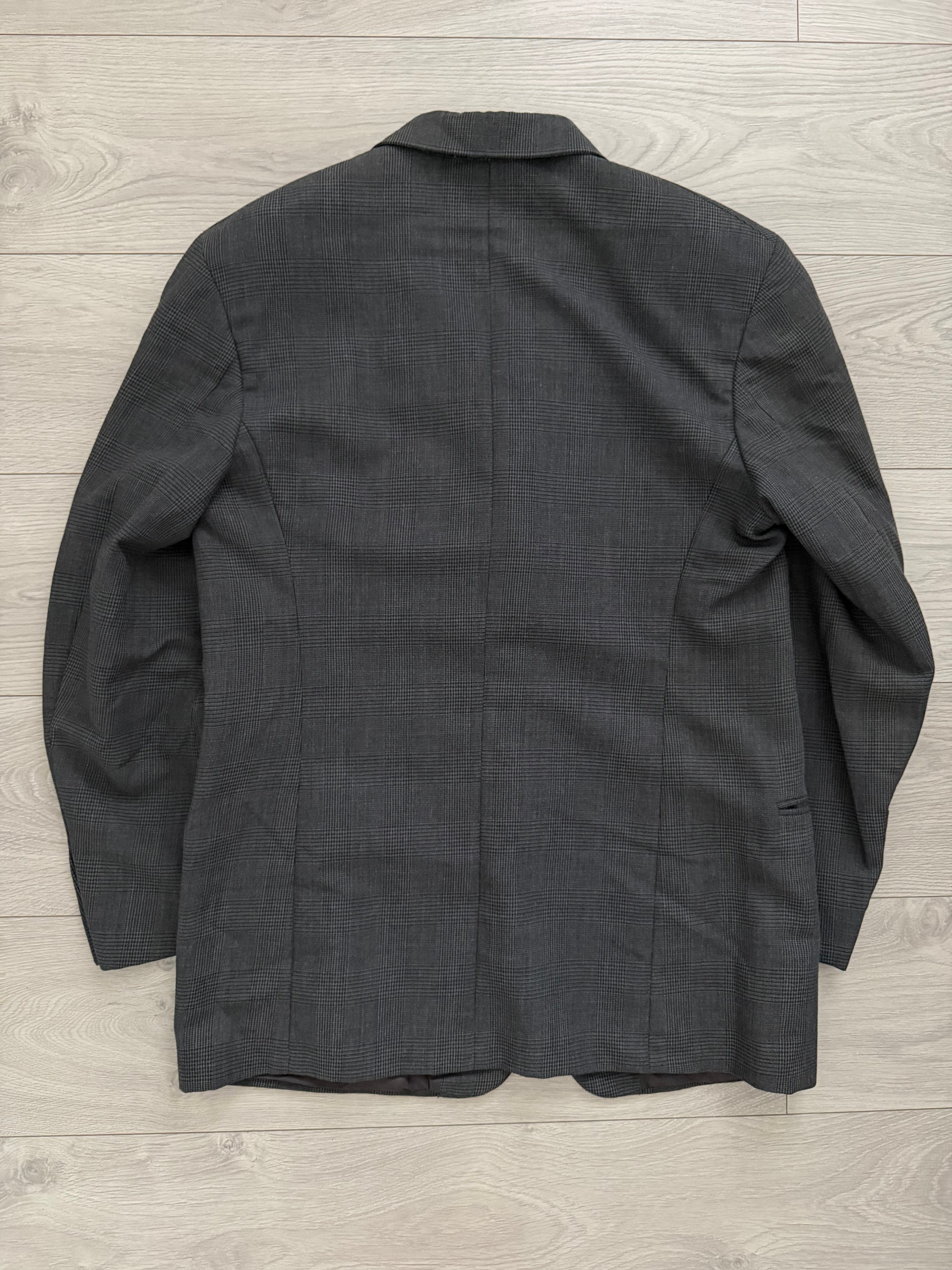 Emporio Armani 1990s 3B Prince of Wales Check Grey Pleated Wool Suit - Size L Jacket / 32" Waist