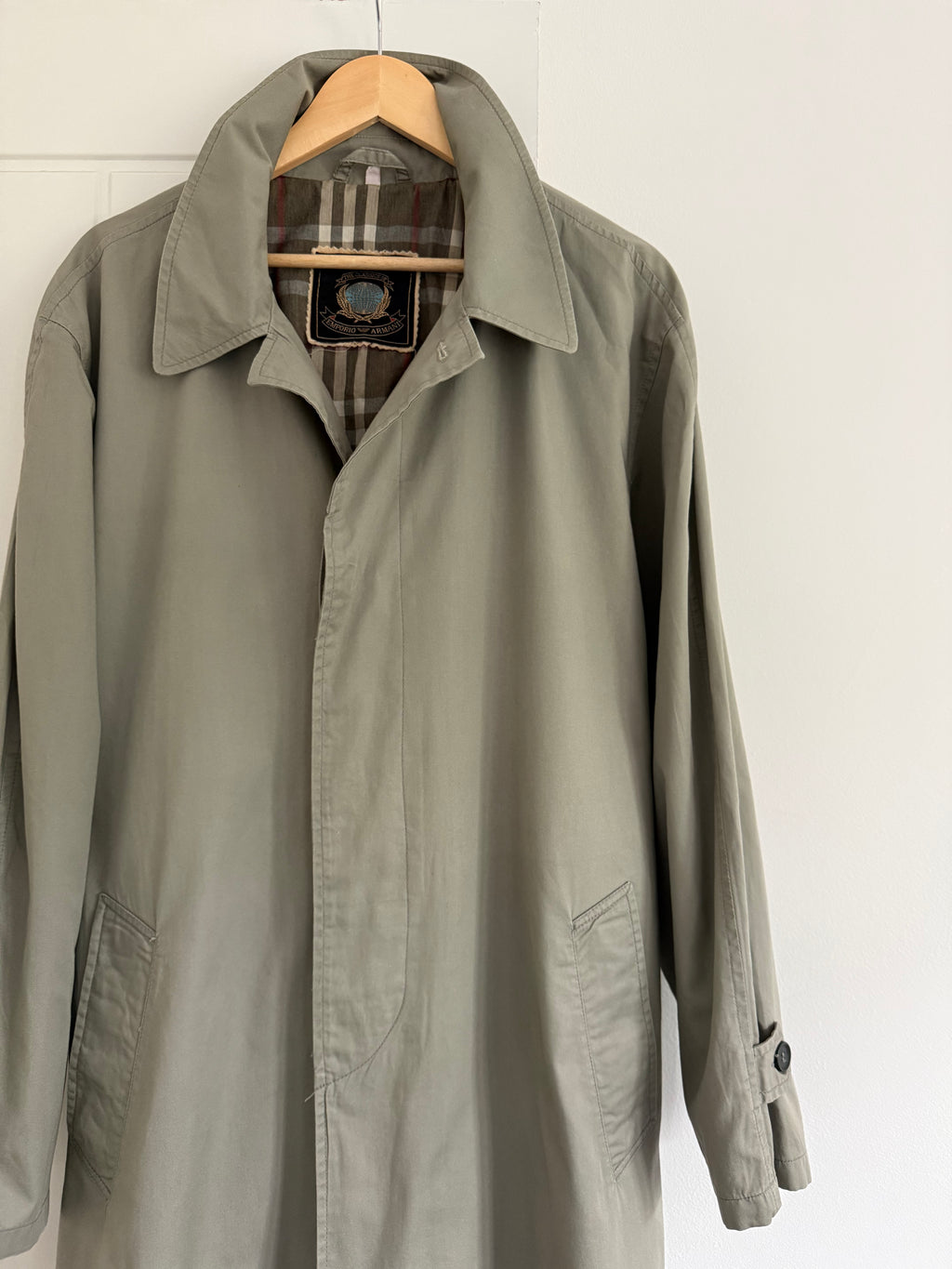 Emporio Armani 1980s Cotton Rain Overcoat - Size L