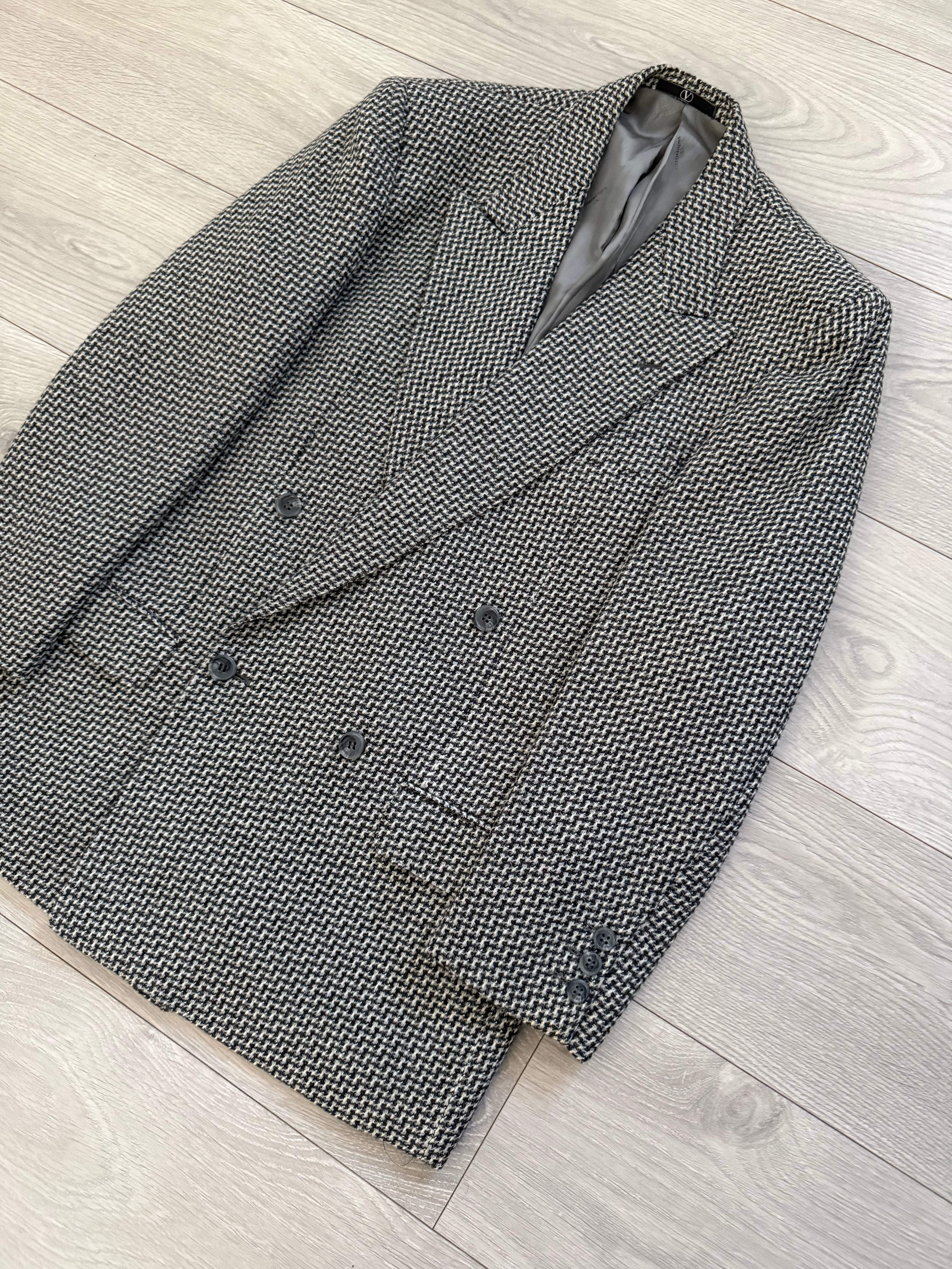 Valentino 1980s Double Breasted Peaked Lapel Wool Sports Blazer Jacket - Size S