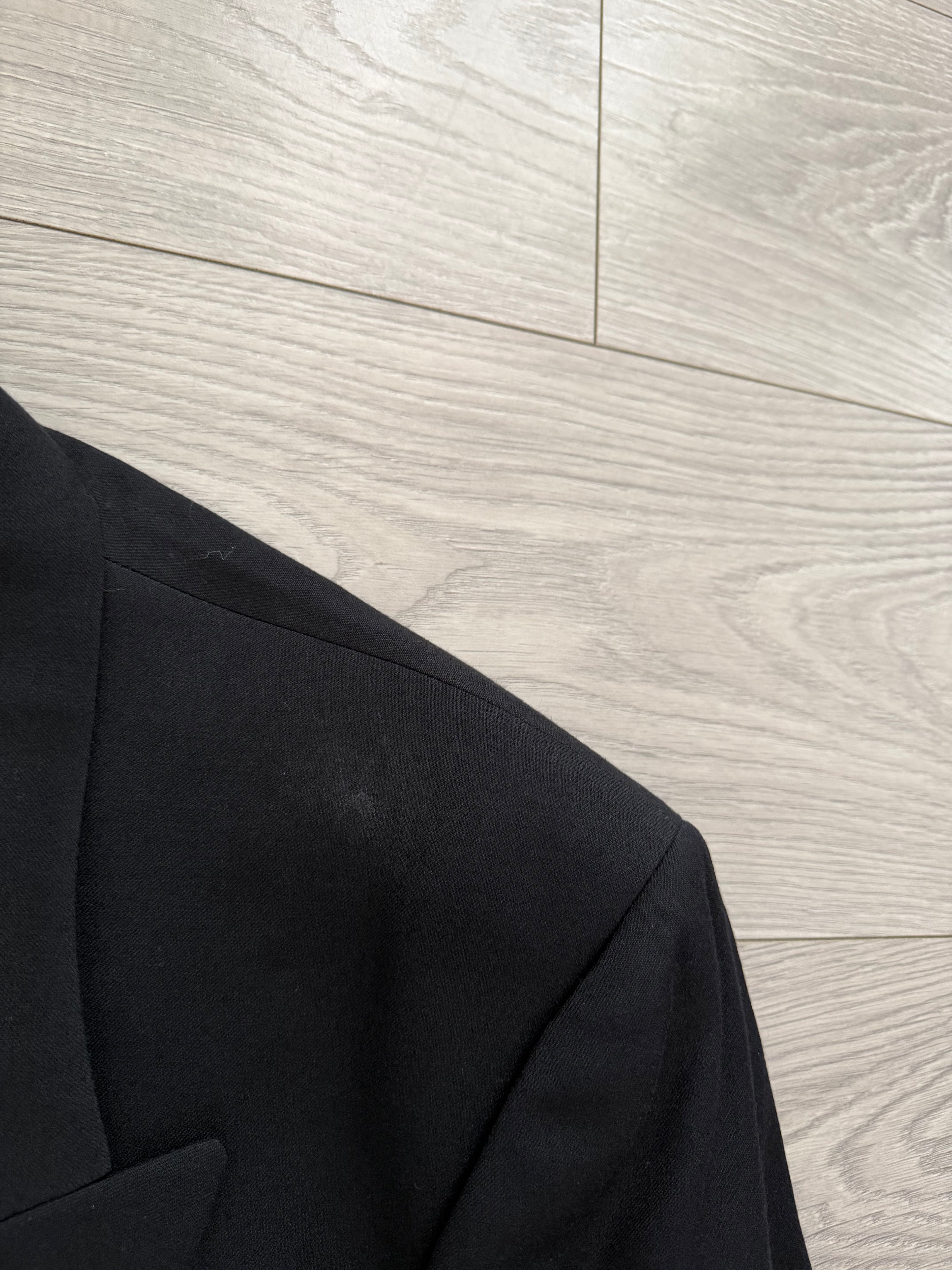 Louis Feraud Armani 1990s Peaked Lapel Pleated Double Breasted Wool Navy Suit - Size XXL Jacket / 38" Waist