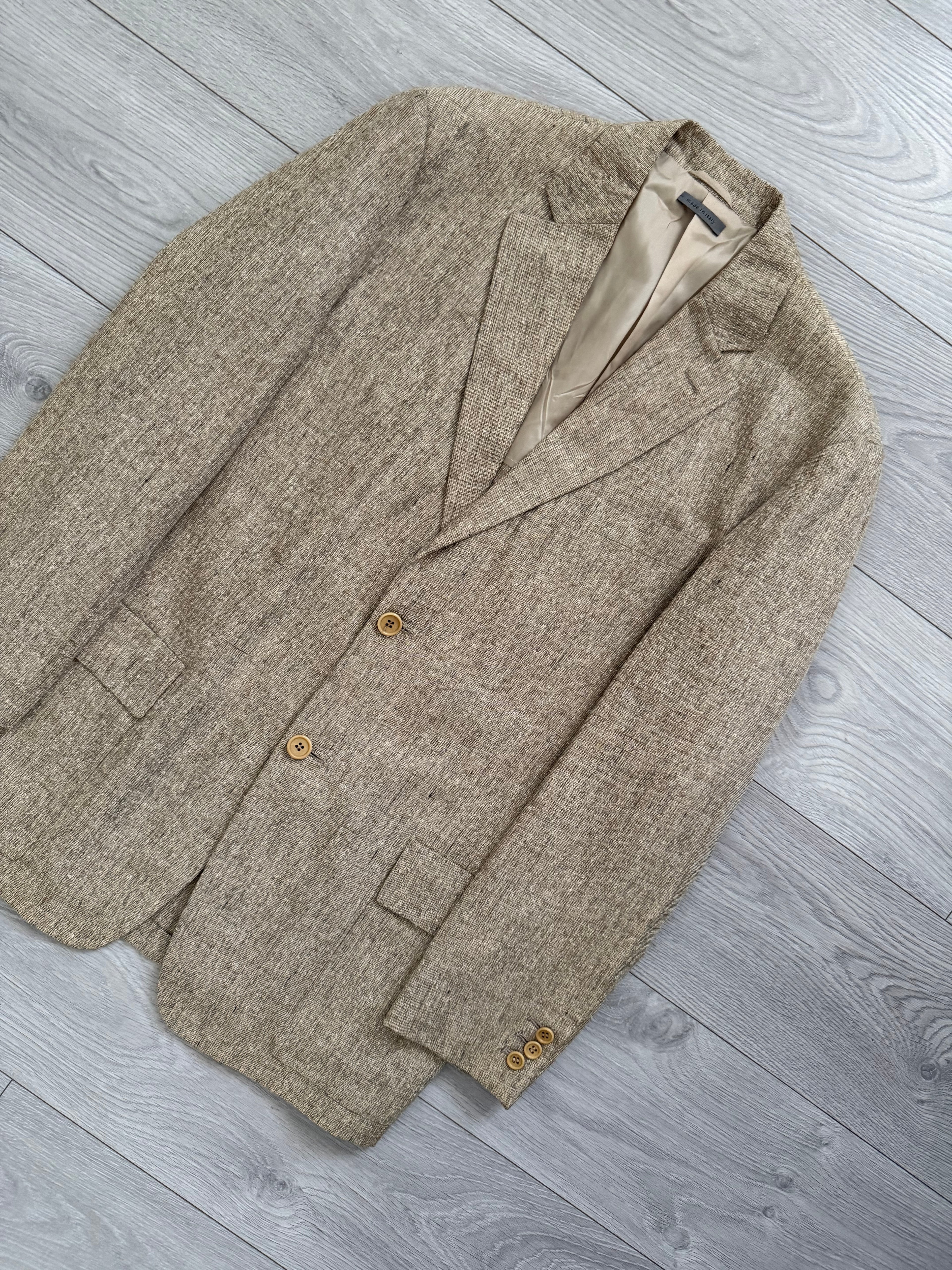 Hilton Armani 1990s Linen Silk 2B Handmade Sports Jacket Blazer - Size L