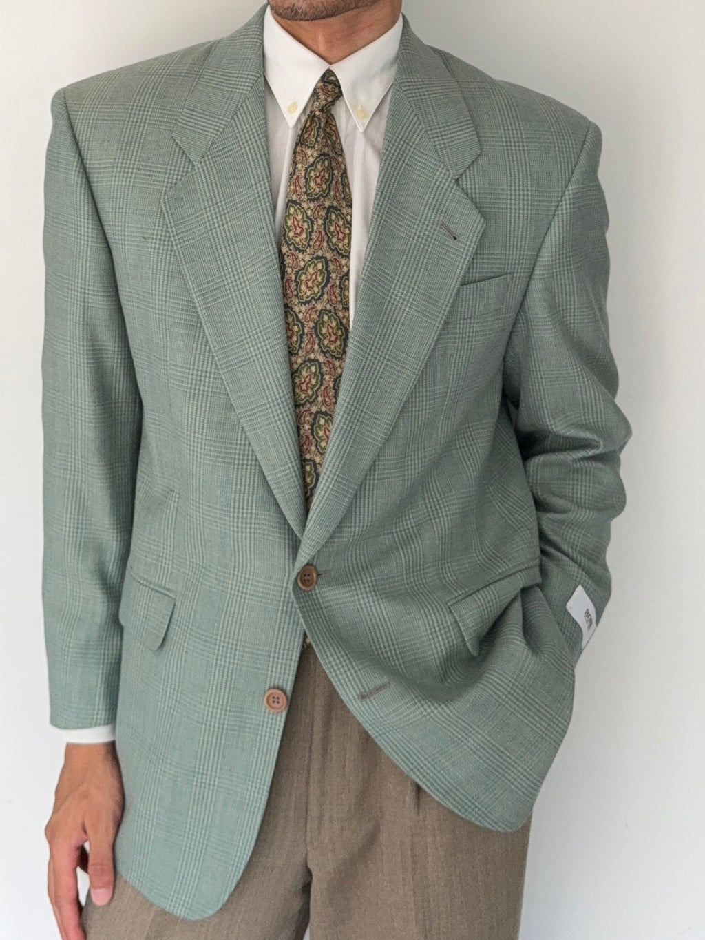 Hugo Boss 1980s 2B Teal Green Wool Sports Blazer Jacket - Size S