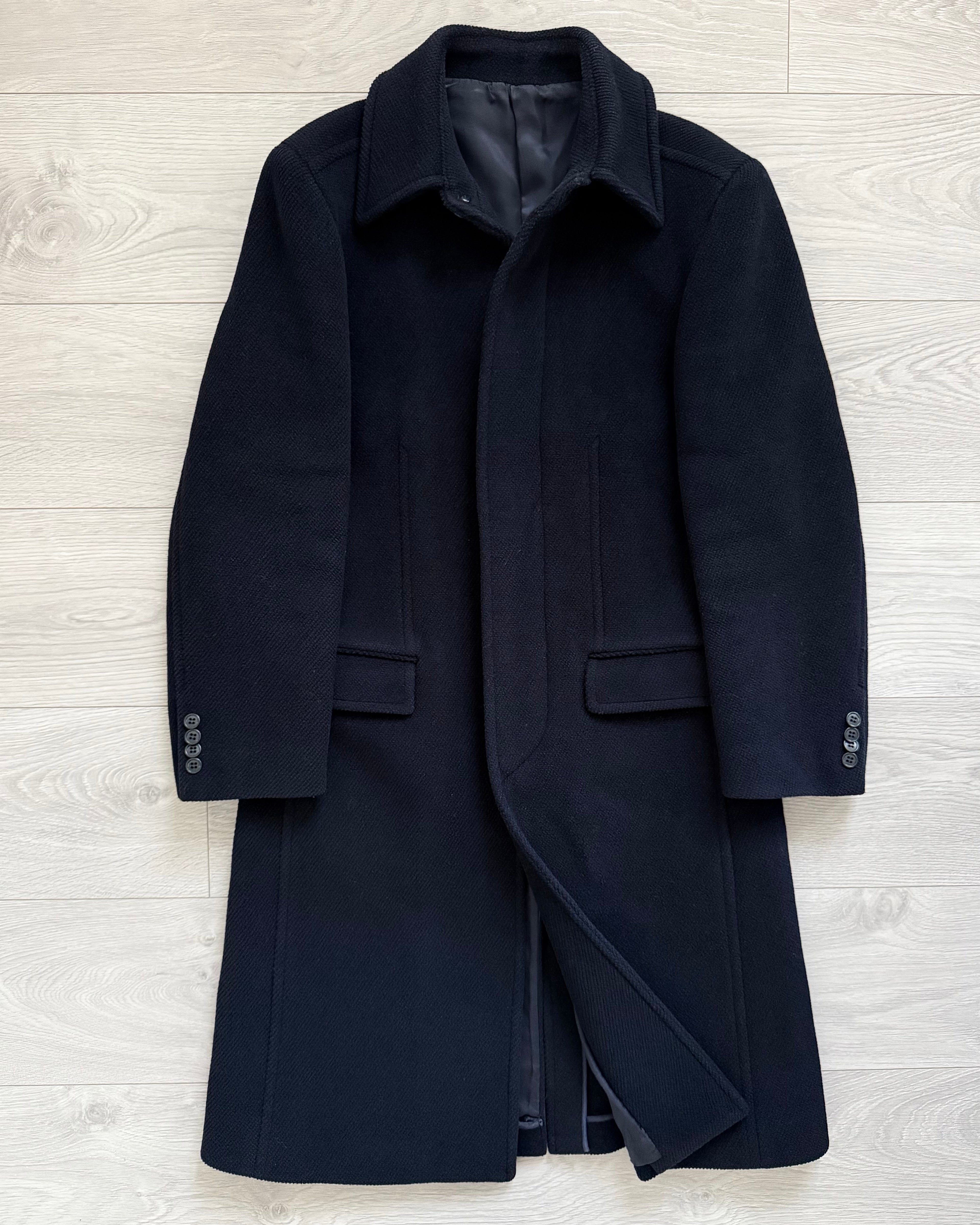 Comme Cadu Mode 1990s Wool Navy Overcoat - Size S
