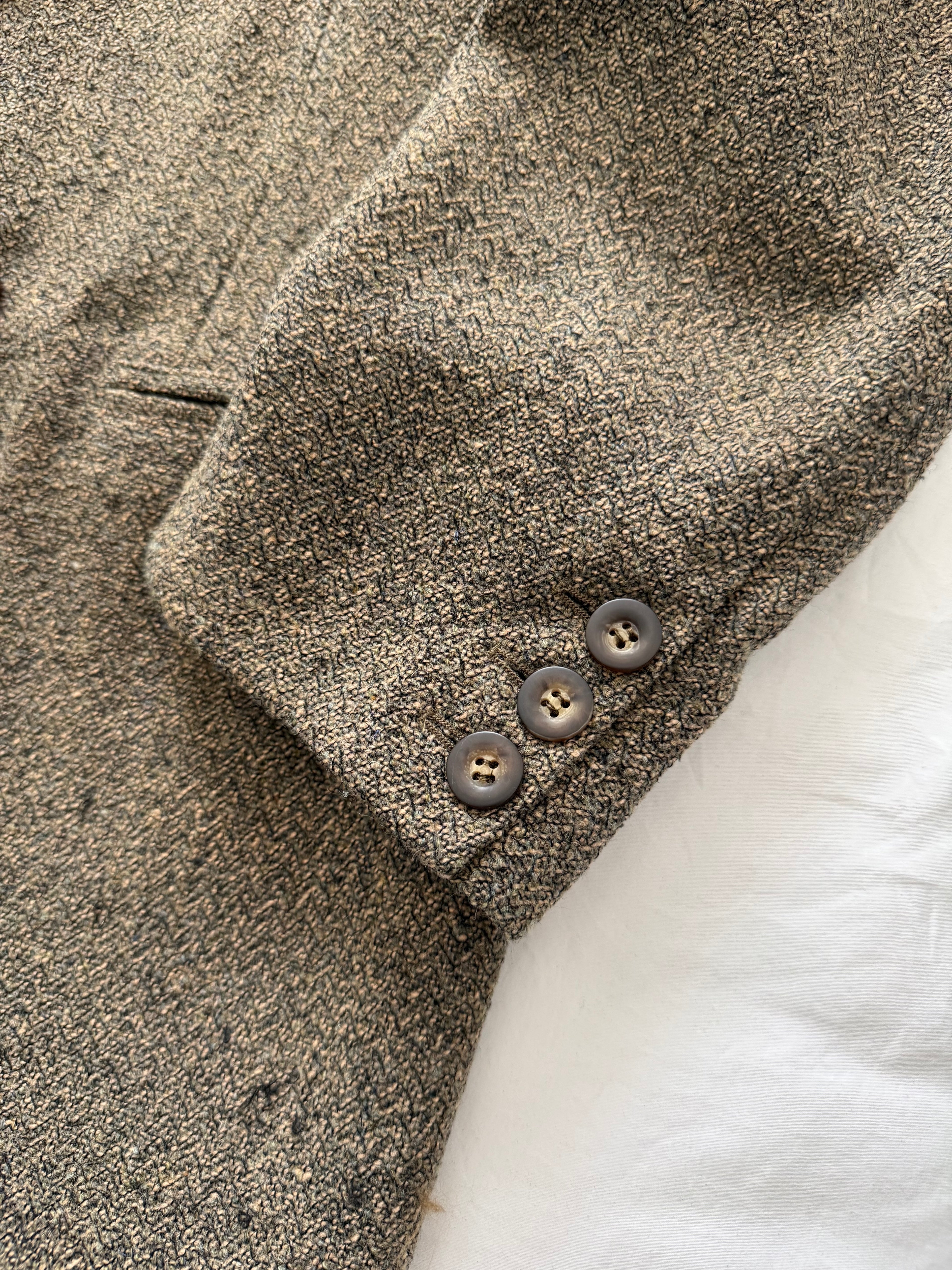Emporio Armani 1980s Peaked Lapel Double Breasted Textured Wool Blend Relaxed Sport Jacket Blazer - Size XL