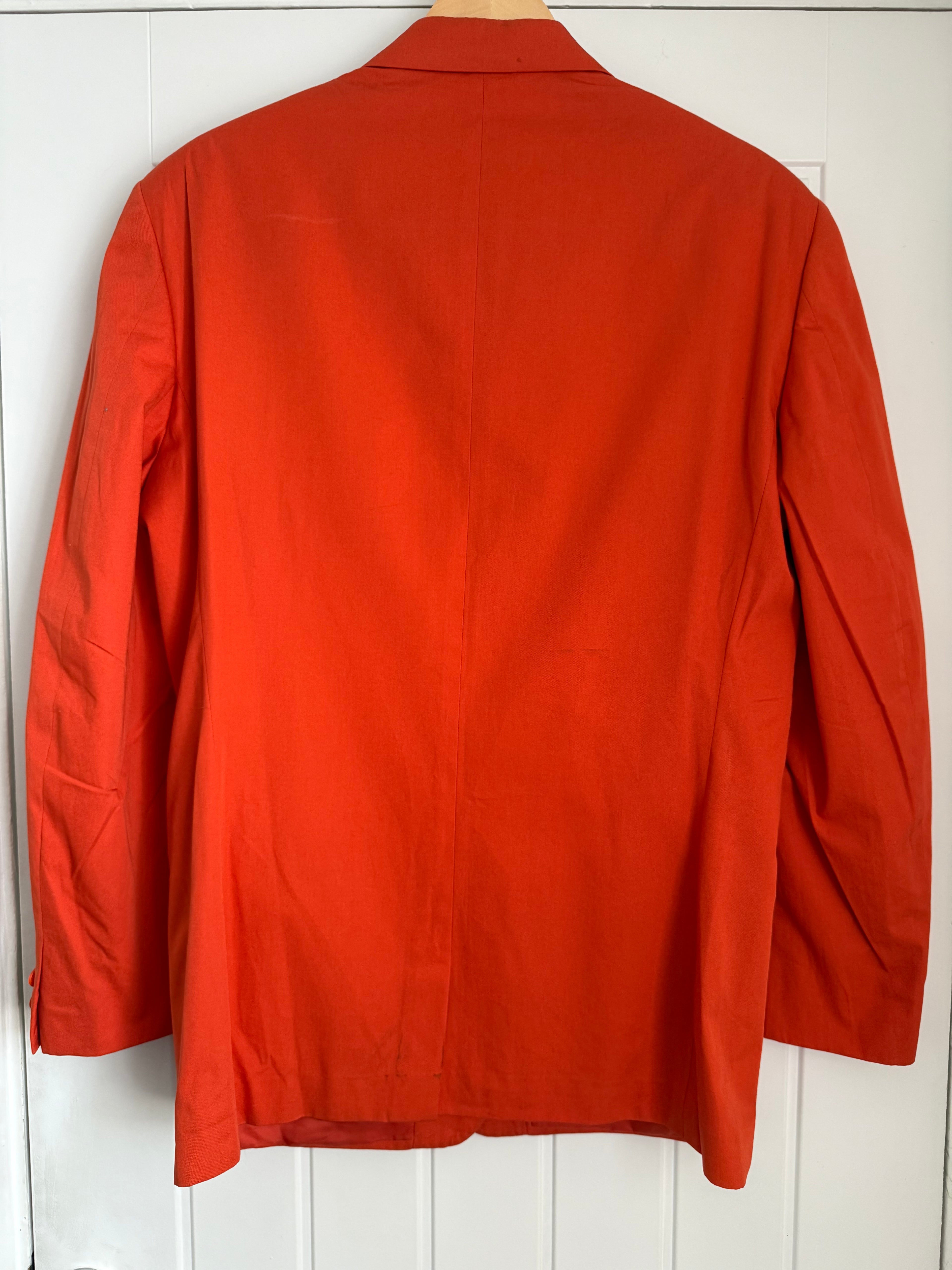 Versace 1980s 1B Orange Cotton Sport Jacket Blazer - Size L