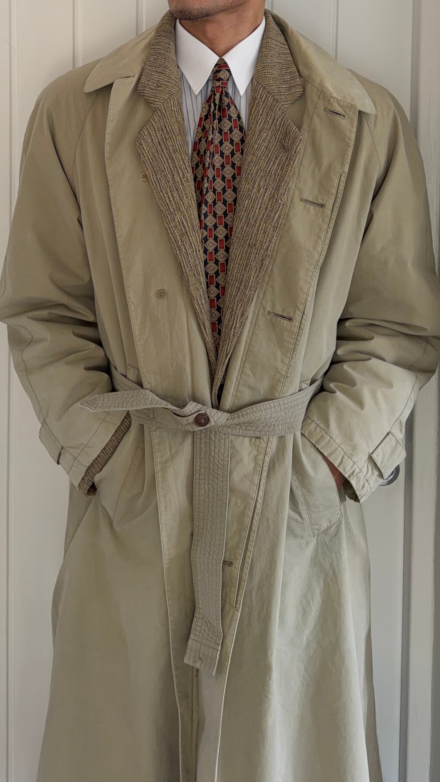 Giorgio Armani 1980s Cotton Belted Raincoat - Size L