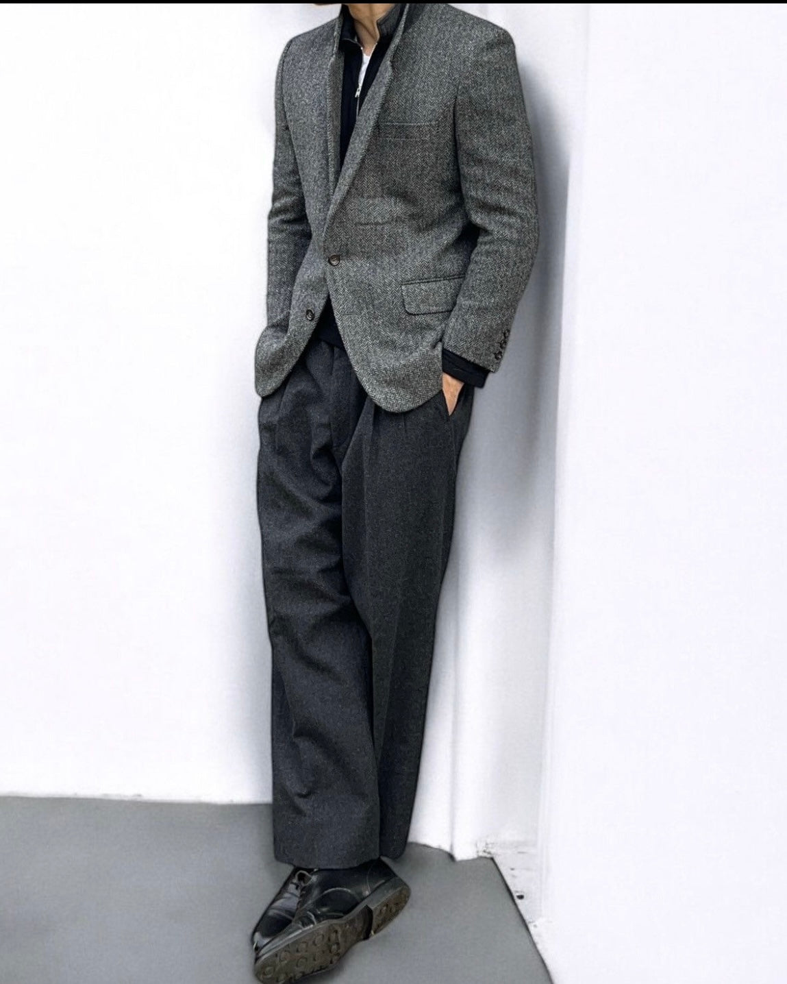 Comme Des Garcons Homme 1990s Wool Herringbone Suit - M Jacket / 32" Waist