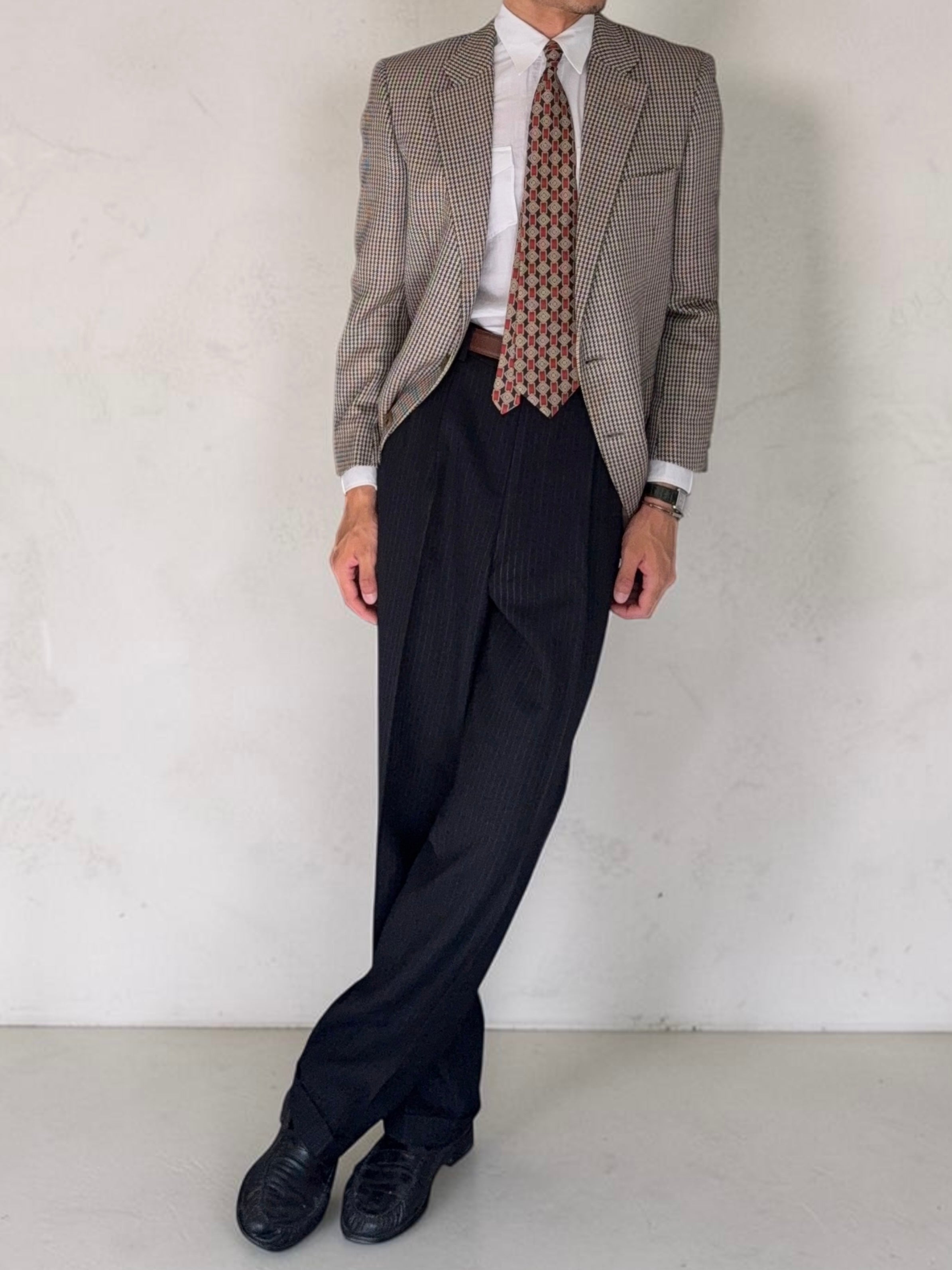 Comme Des Garcons Homme Deux 1998 Double-Pleat High Waisted Wool Silk Pinstriped Pants - Size 34" Waist
