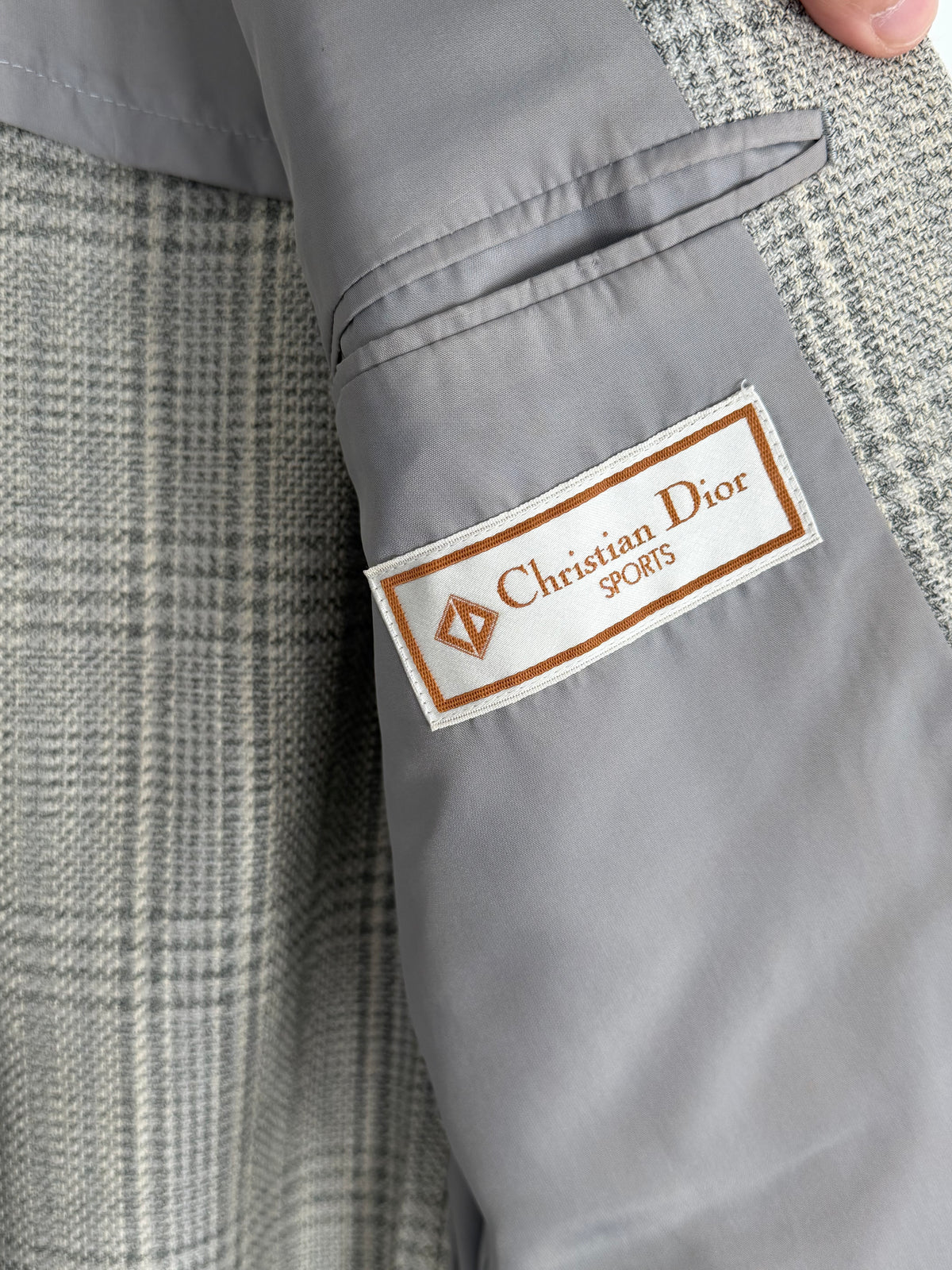 Dior 1980s 2B Check Wool Sport Jacket Blazer  - Size M