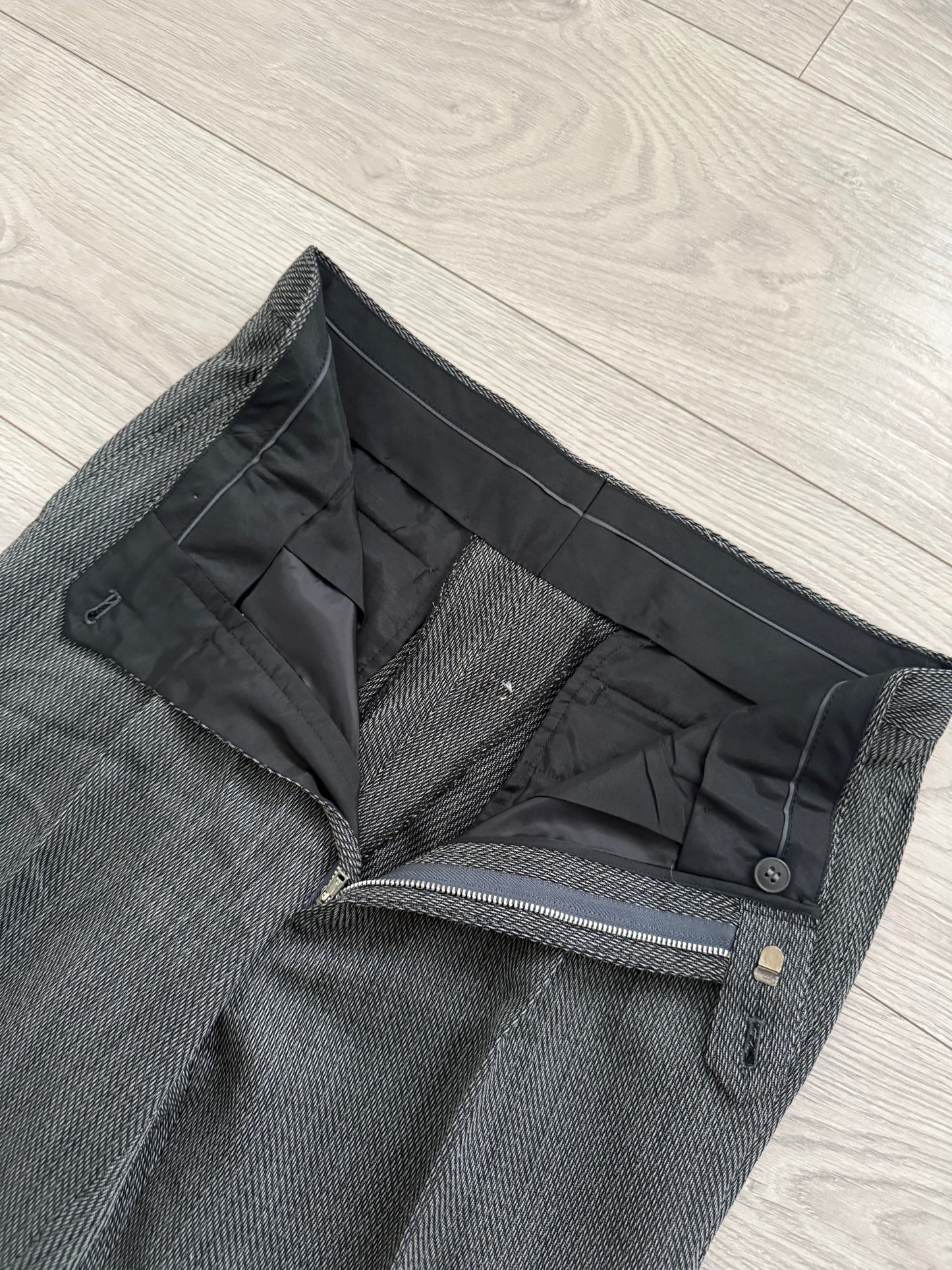 Yves Saint Laurent 1990s Double-Breasted Pleated Wool Suit - Size S Jacket / 30"Waist